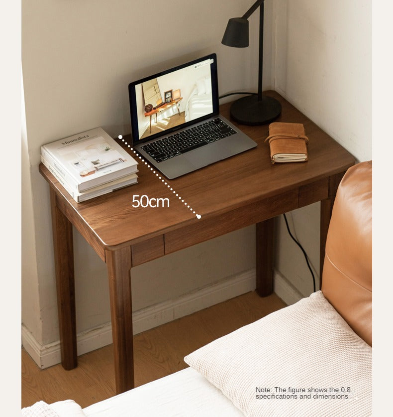 Premium Black Walnut Solid Wood Writing Desk with 3 Drawers - Modern Home Office Furniture for Study, Work & Remote Workspace