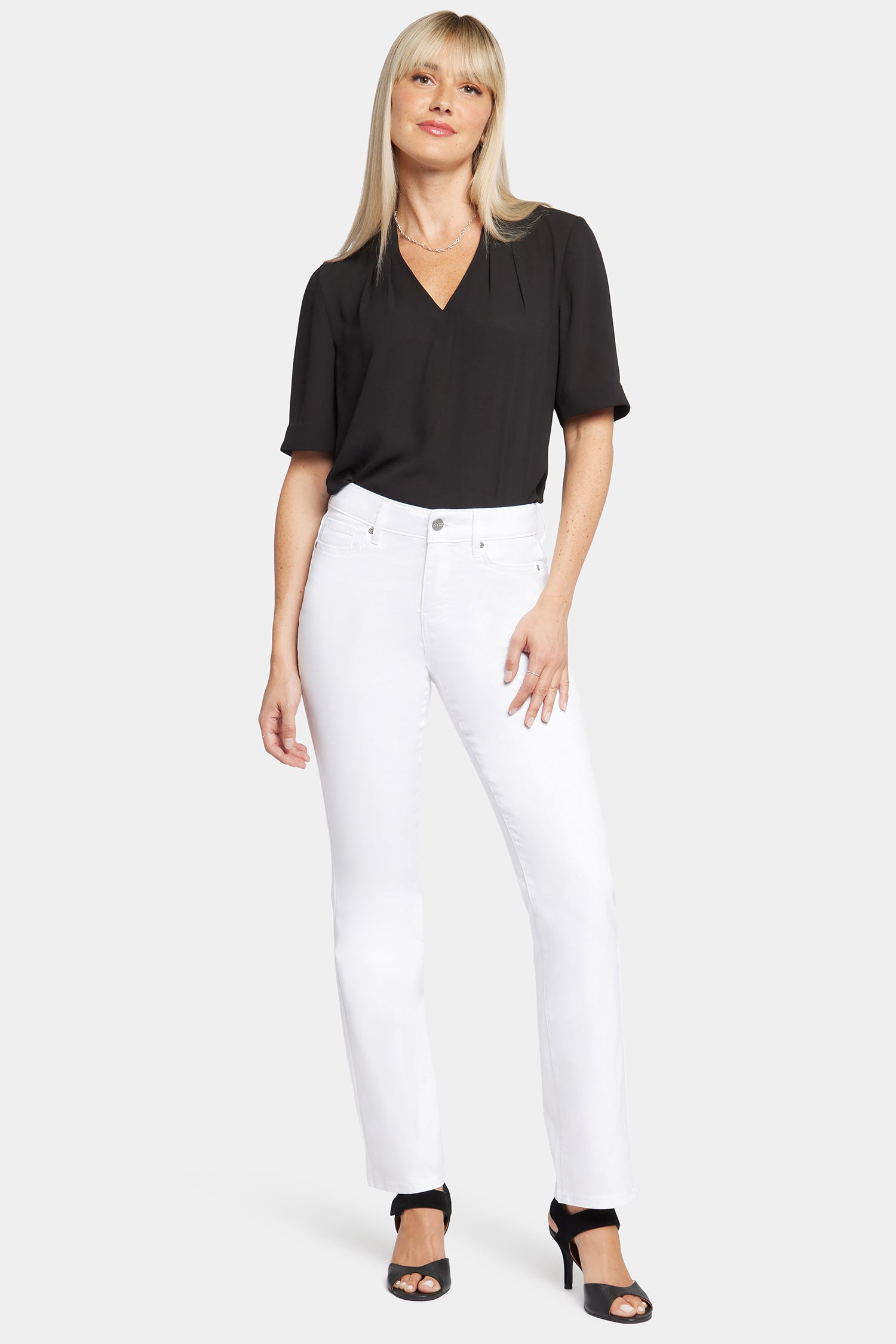 Ellison Straight Jeans for Women - High Waist Slim Fit Stretch Denim Pants in Optic White | Perfect for Casual Wear, Office & Date Nights