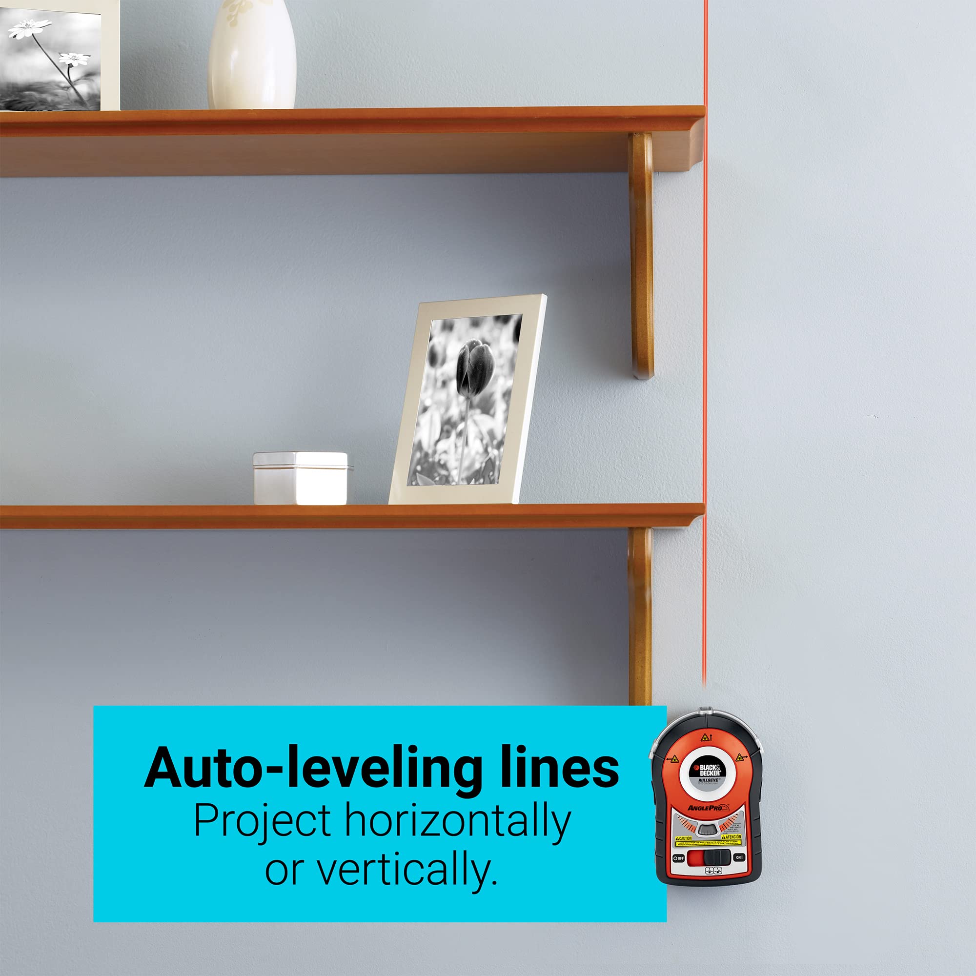 BLACK+DECKER BullsEye Auto-Leveling Laser Level with AnglePro Technology - BDL170 - Perfect for Home Renovation, Construction & DIY Projects