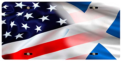 Bleu Reign USA & Scotland Flag License Plate Keychain for Car, Motorcycle & Keys – 4 Sizes | Patriotic Auto Accessories for Travel Enthusiasts & Celtic Pride