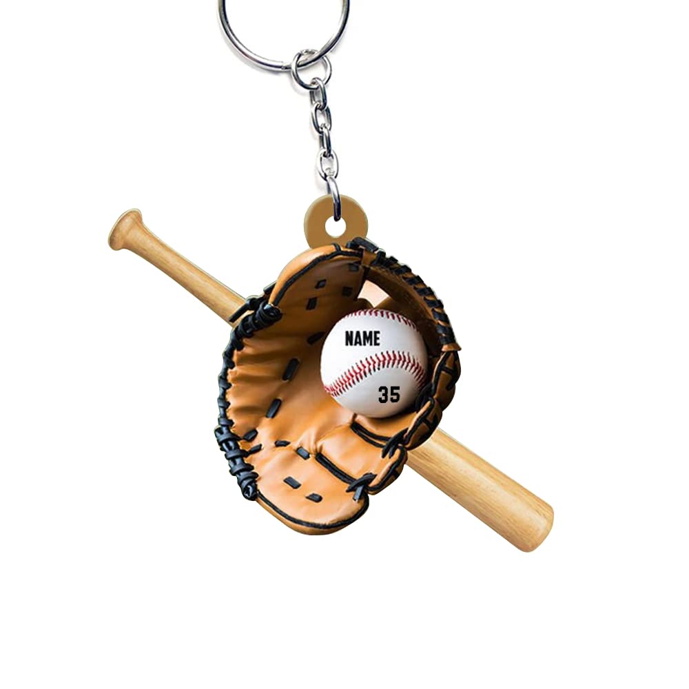 Custom Personalized Baseball Gloves Keychain - Flat Shape Gift for Baseball Lovers, Perfect for Fans, Players & Coaches - Ideal for Gifts, Sports Events & Team Spirit Accessories