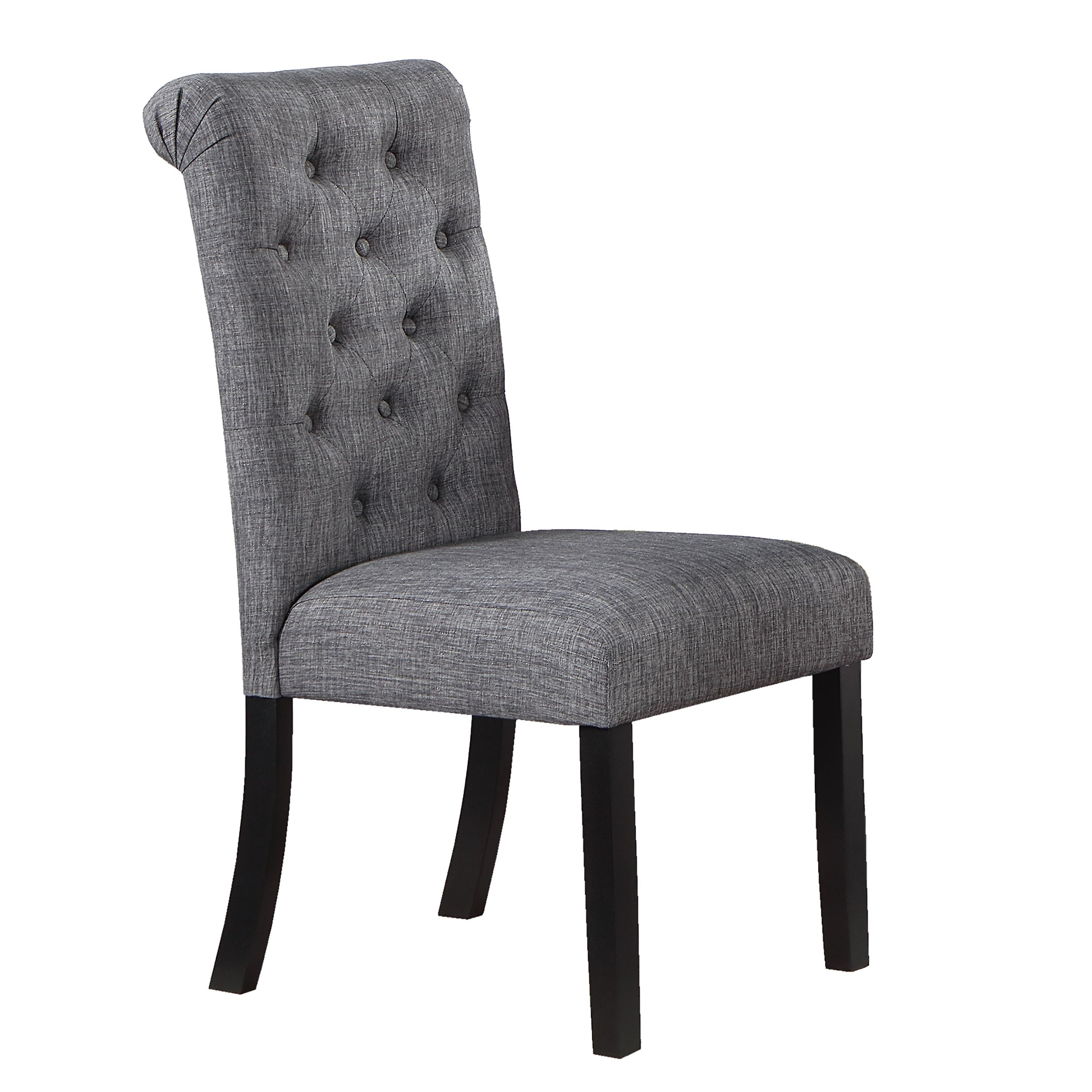 Set of 2 Modern Charcoal Gray Fabric Dining Chairs with Plush Cushions & Tufted Back - Comfortable Kitchen & Dining Room Side Chairs for Home Decor
