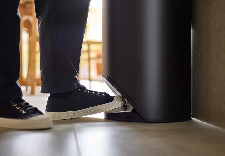 Arc™ 30L Easy Push Matt Black Pedal Bin - Touch-Free Trash Can for Kitchen, Bathroom & Office Waste Disposal