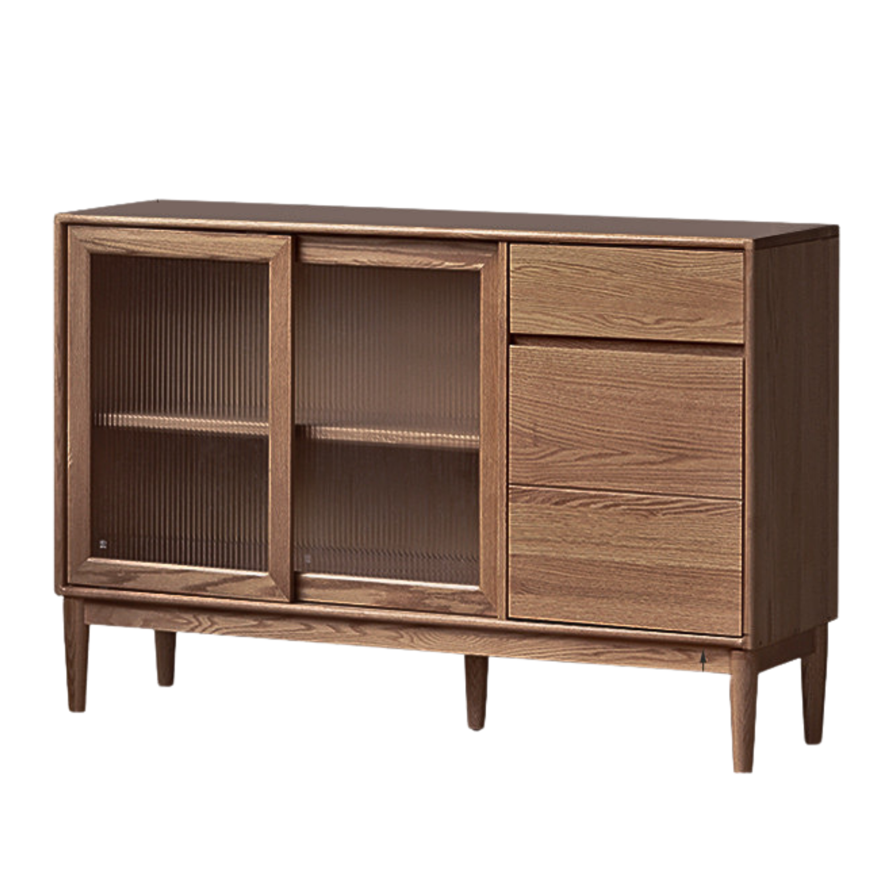 Solid Oak Wood Modern Dining Sideboard - Wall-Mounted Buffet Cabinet for Dining Room Storage & Decor