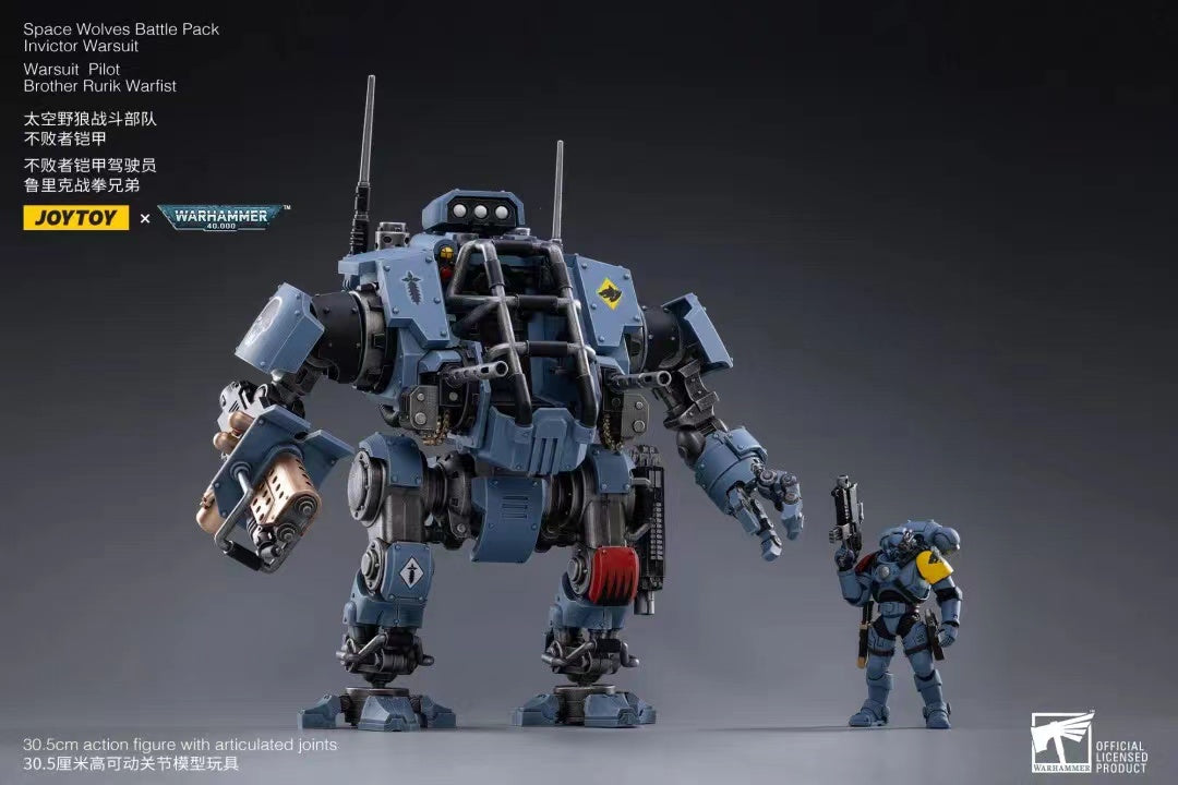 JOYTOY 1/18 Scale Warhammer 40K Space Wolves Invictor Warsuit Action Figure - Collectible Battle Pack for Tabletop Gaming & Display