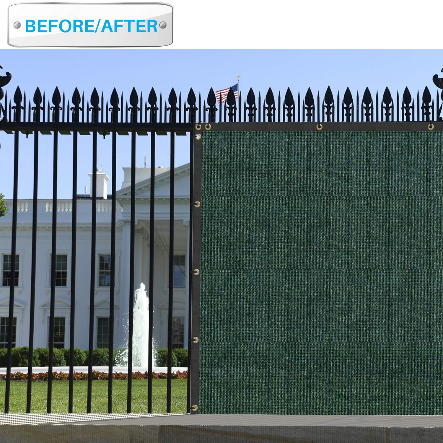 5'x293' Privacy Screen Fence - UV Block Mesh Shade Net with Brass Grommets for Garden & Backyard