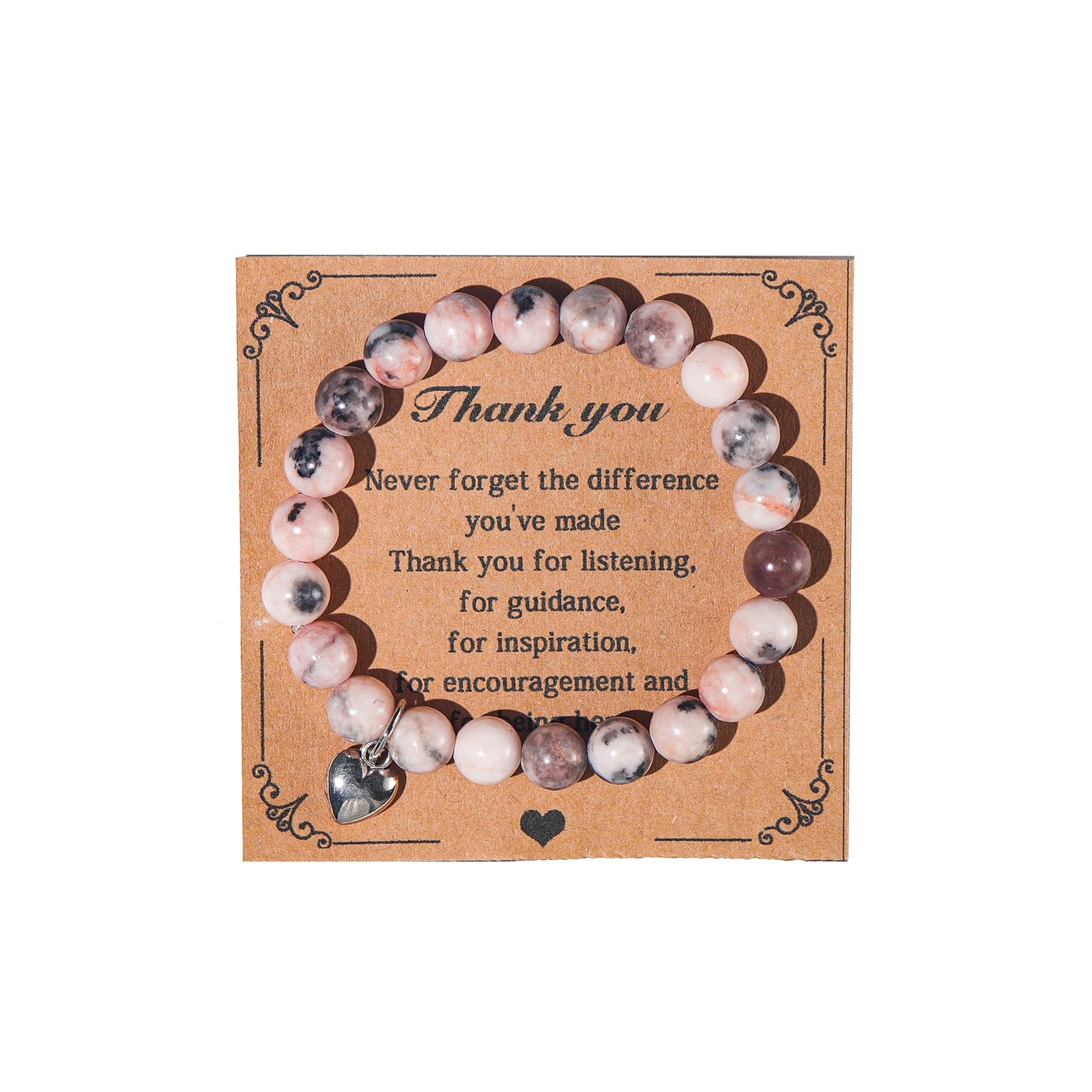 Retirement Bracelet for Women - Natural Stone Heart Charm - Coworker & Teacher Gift