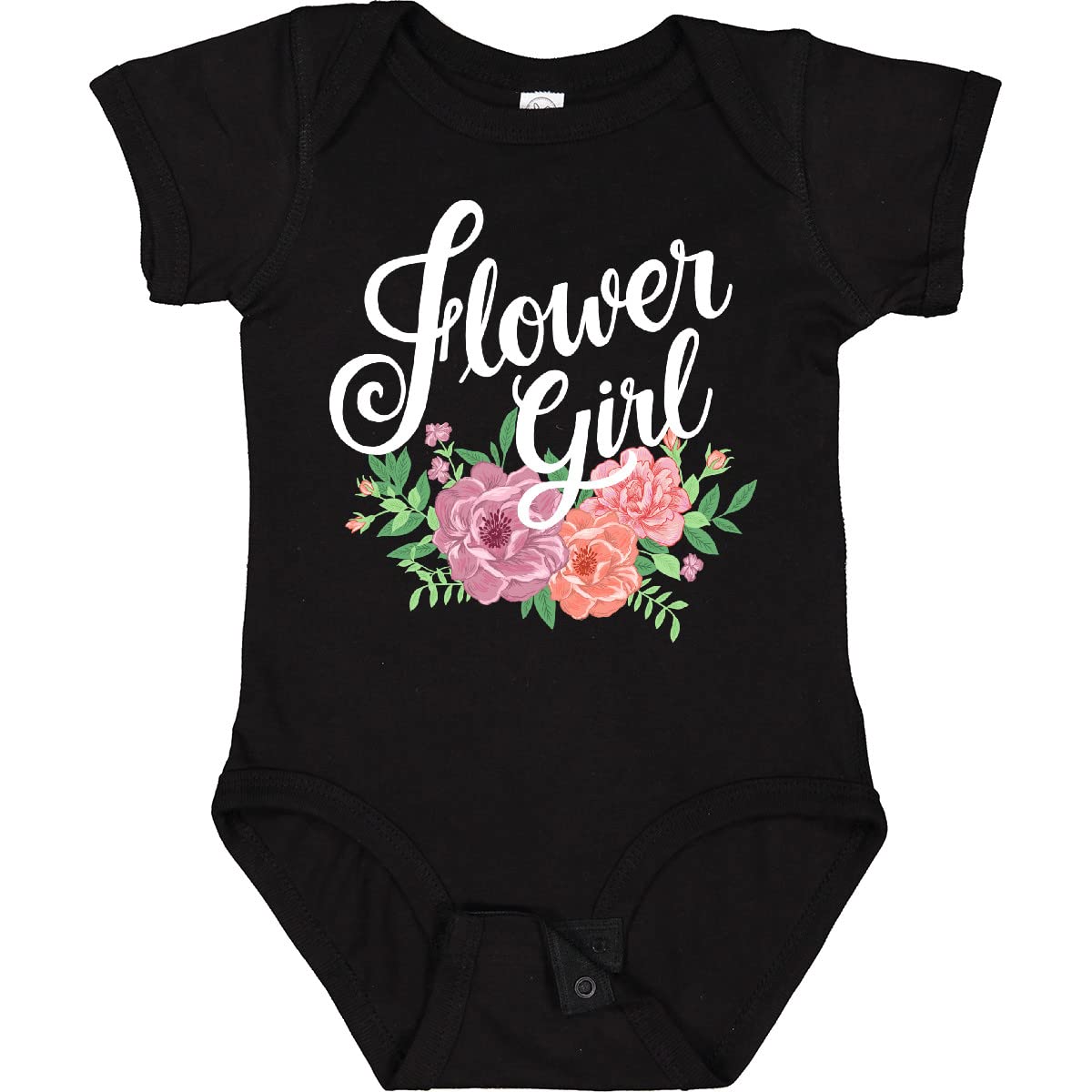 Inktastic Flower Girl Hand Lettering with Flowers Illustration Baby Bodysuit - Cute Outfit for Baby Girls, Toddler Gifts, Photo Shoots & Special Occasions