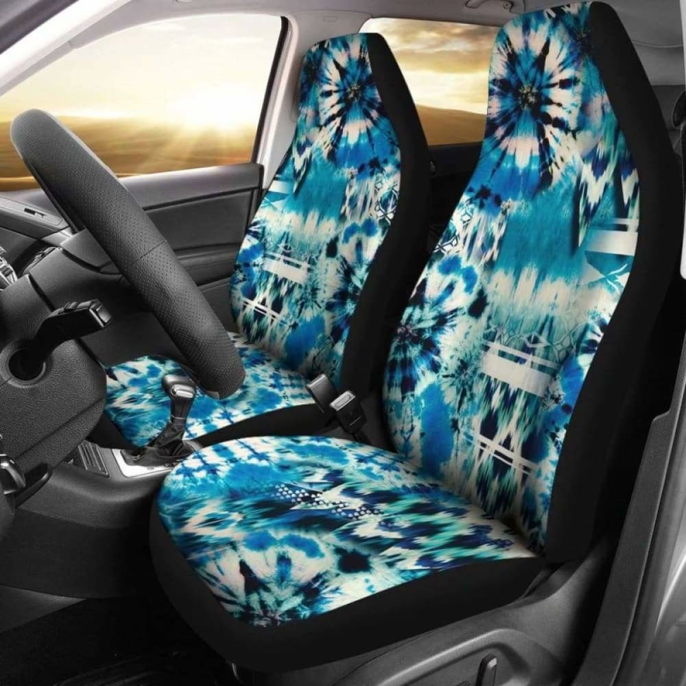 Blue Green Tie Dye Pattern Car Seat Covers - Waterproof & Non-Slip Universal Fit for Cars, Trucks & SUVs - Perfect for Road Trips, Commuting & Outdoor Adventures