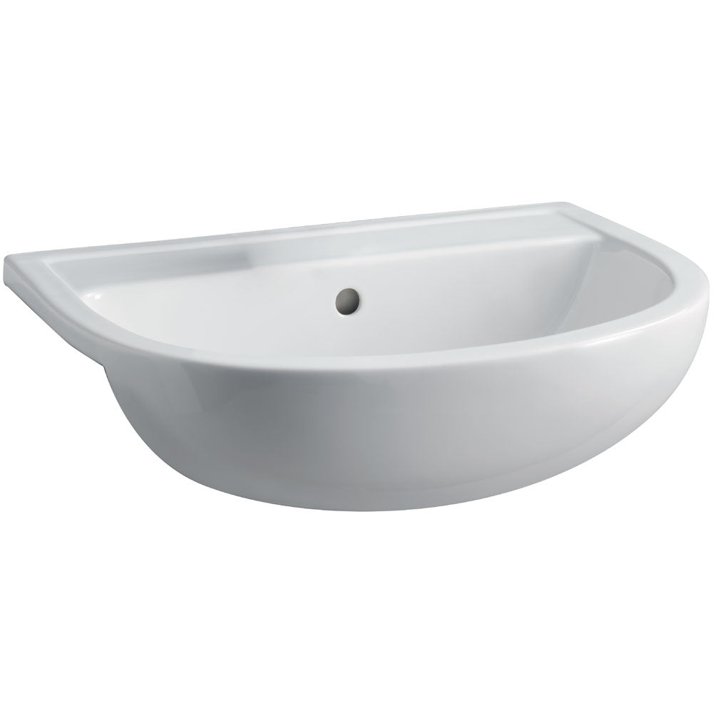 Fienza 603701W White Ceramic Compact Bathroom Sink - Semi Recessed RAK 1 Tap Hole Basin for Small Spaces | Perfect for Powder Rooms, Guest Bathrooms & Tiny Homes