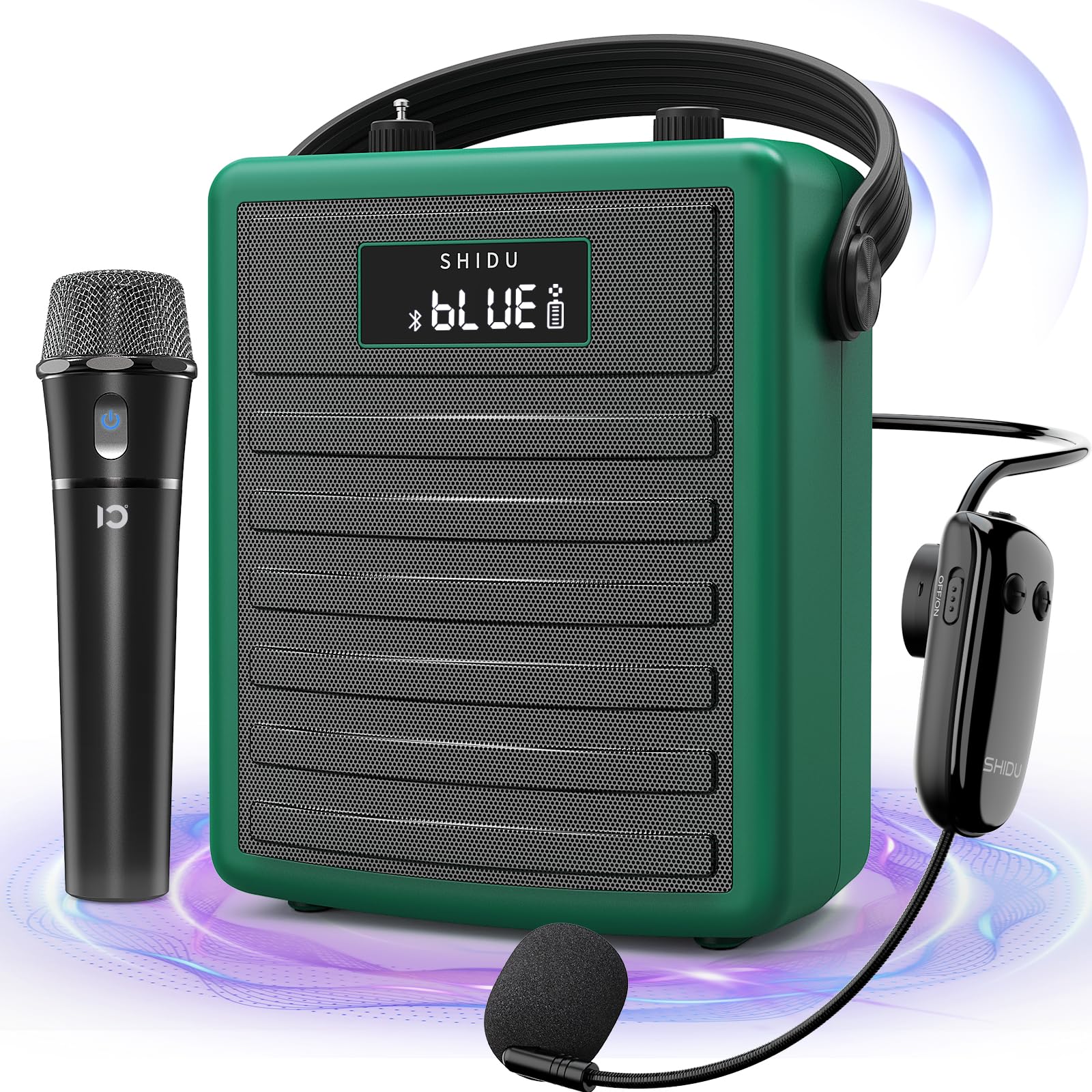 SHIDU Professional Portable Bluetooth Speaker with Wireless UHF Microphone - Voice Amplifier System with Headset & Handheld Mic for Teachers, Meetings, Speeches, Outdoor Events | Ideal for Classroom Lectures, Conference Presentations & Public Speaking