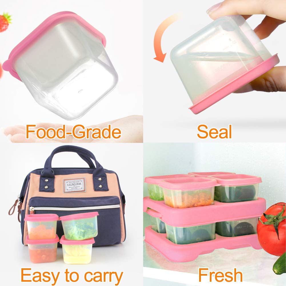 Matyz 8-Pack 4oz BPA-Free Baby Food Storage Containers with Lids - Freezer Safe, Stackable & Leakproof for Purees, Breast Milk & Solid Foods - Perfect for Daycare, Travel & Meal Prep (Pink)