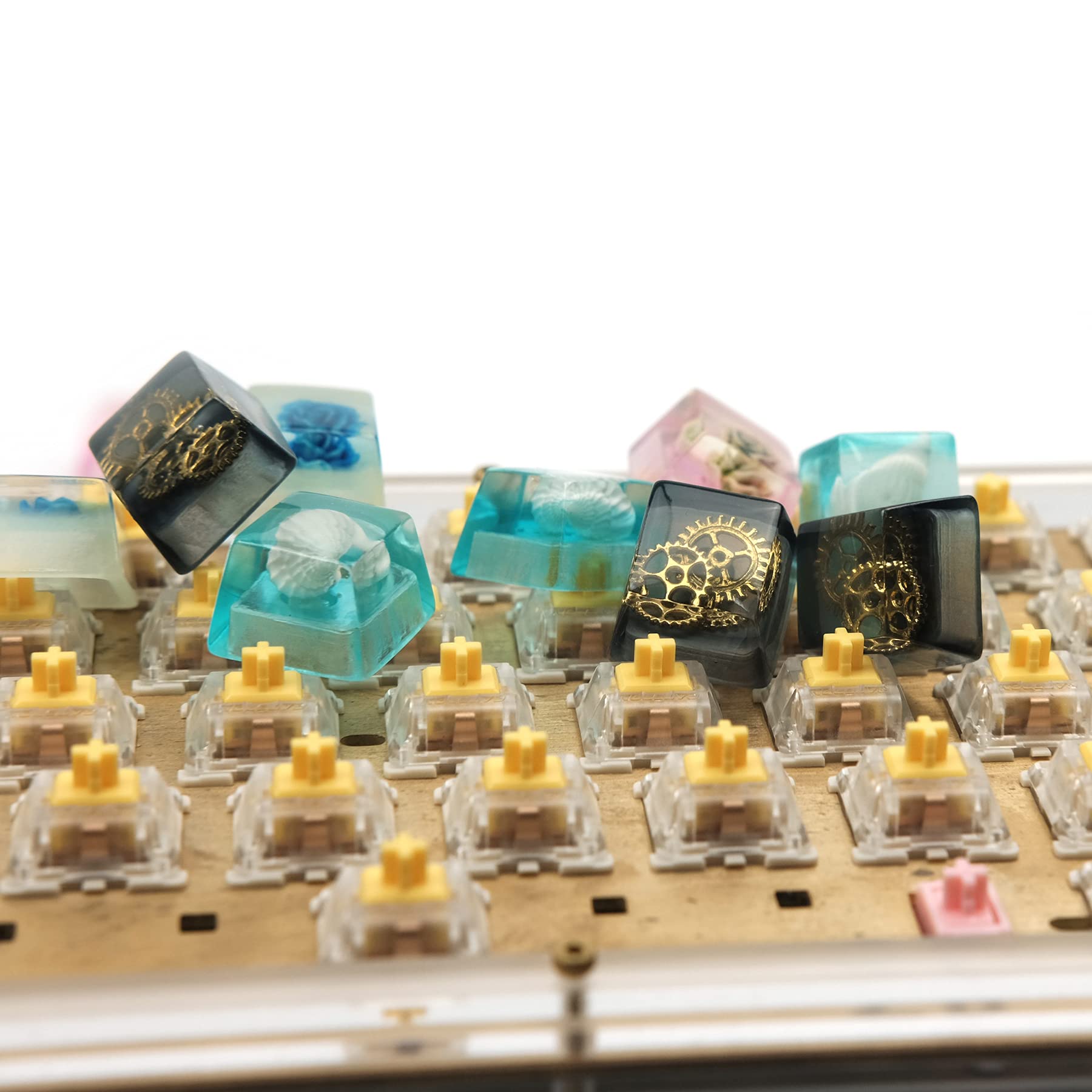 Blue Roses Resin Keycap for Cherry MX - Gaming Keyboard Decoration Gift