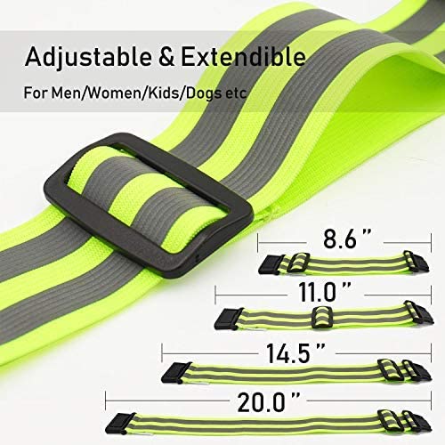 TOURUN Reflective Running Bands - Adjustable Safety Arm & Leg Bands for Night Running, Cycling, Walking - High Visibility Reflective Gear for Men, Women & Kids - Perfect for Jogging, Biking & Outdoor Activities