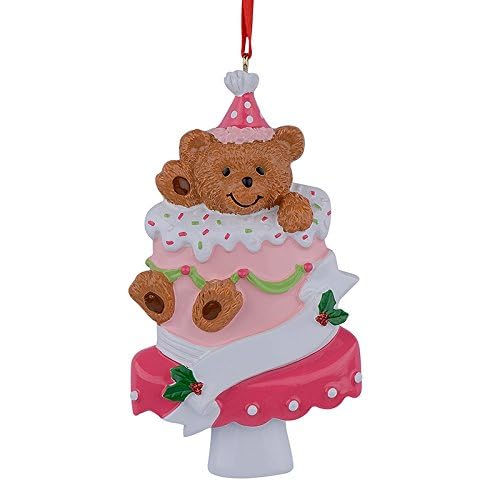 Personalized Bear Birthday Cake Christmas Ornament - Cute Baby Bear Holiday Decoration for Toddlers, Kids & Friends | Perfect for Christmas Tree Decor, Baby's First Christmas Gift & Holiday Party Favors