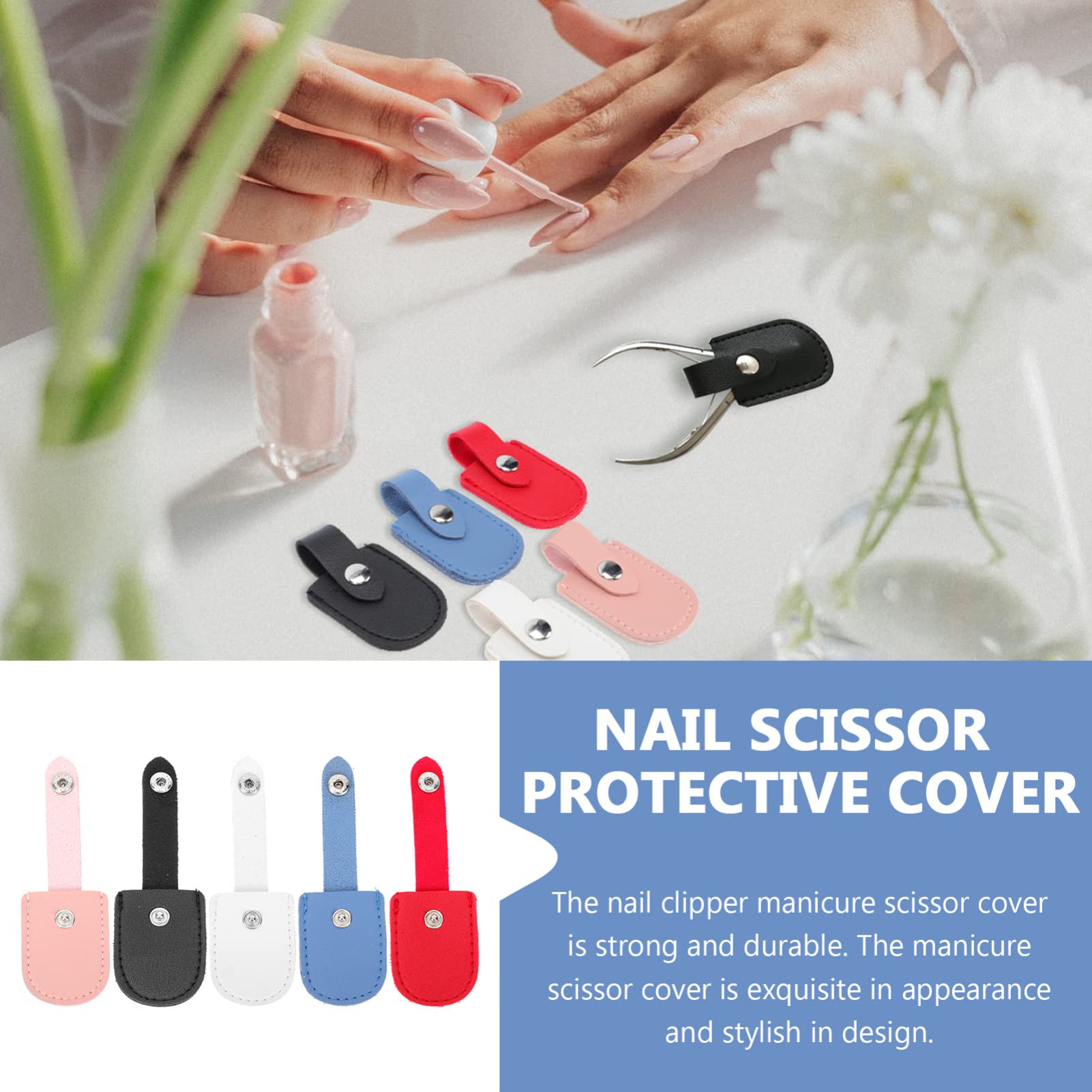 10 Pcs Dead Skin Shears Protective Case - Nail Scissor Cover, Nipper Cap, Cuticle Trimmer Kit - PU Protective Sleeves for Nail Tools - Perfect for Salon, Home & Travel Use