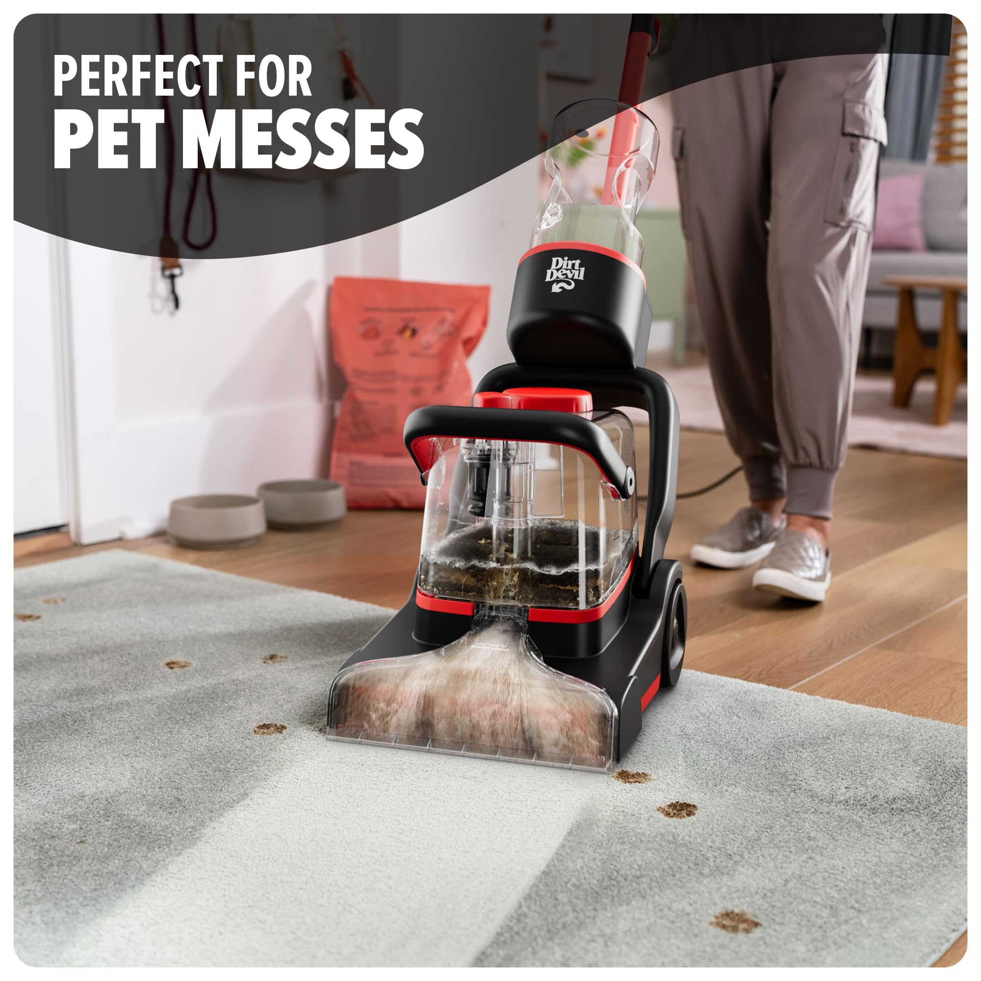 Dirt Devil Full-Size Carpet Cleaner Machine - Powerful Deep Cleaning for Carpets & Upholstery with 2 Modes | Includes Carpet Cleaner Solution | Perfect for Home, Office & Pet Stain Removal