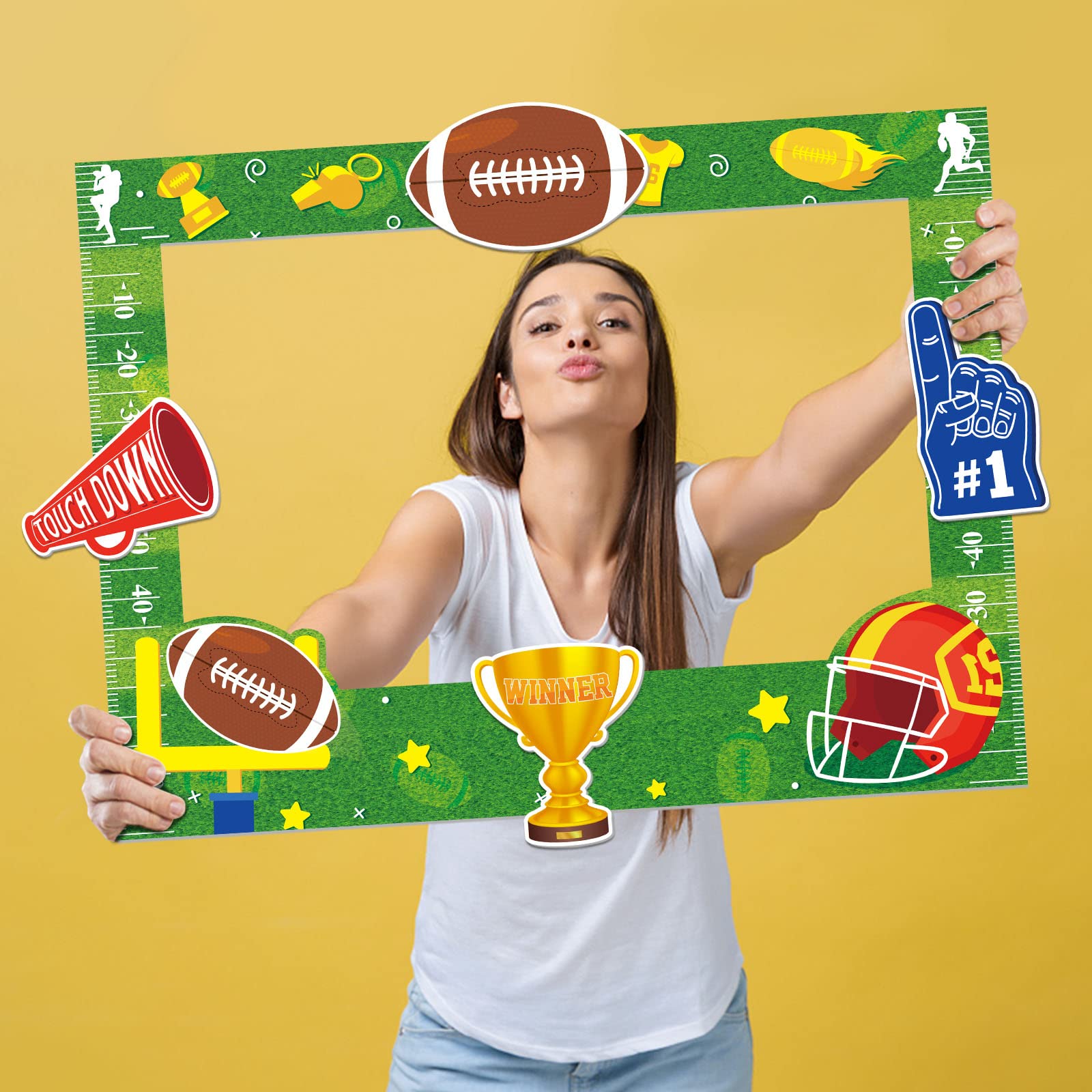 Super Bowl Game Photo Frame - Large Football Sport Party Decorations, Game Day Supplies for Super Bowl Parties & Tailgating