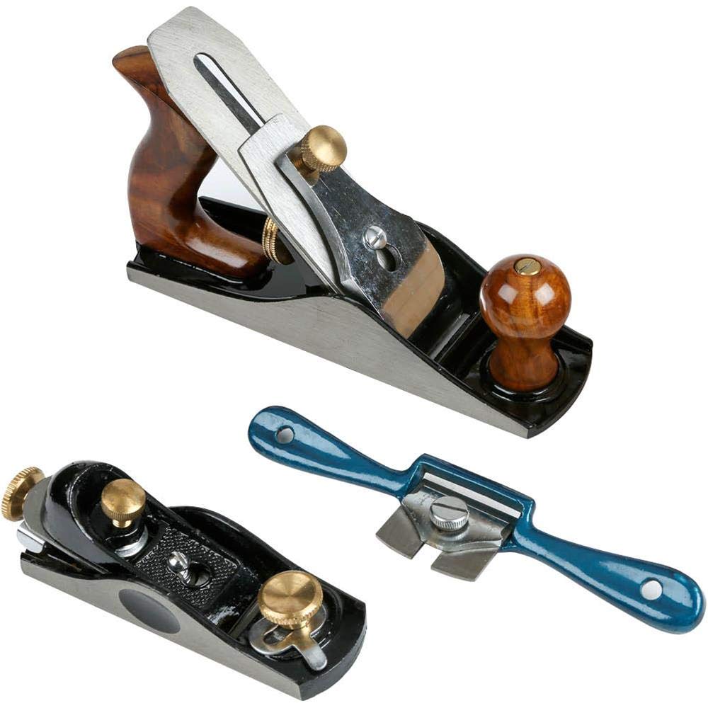 Grizzly H6243 3-Piece Woodworking Plane Set - Premium Hand Planes for Smoothing, Shaping & Finishing Wood - Ideal for Carpentry, DIY Projects & Furniture Making