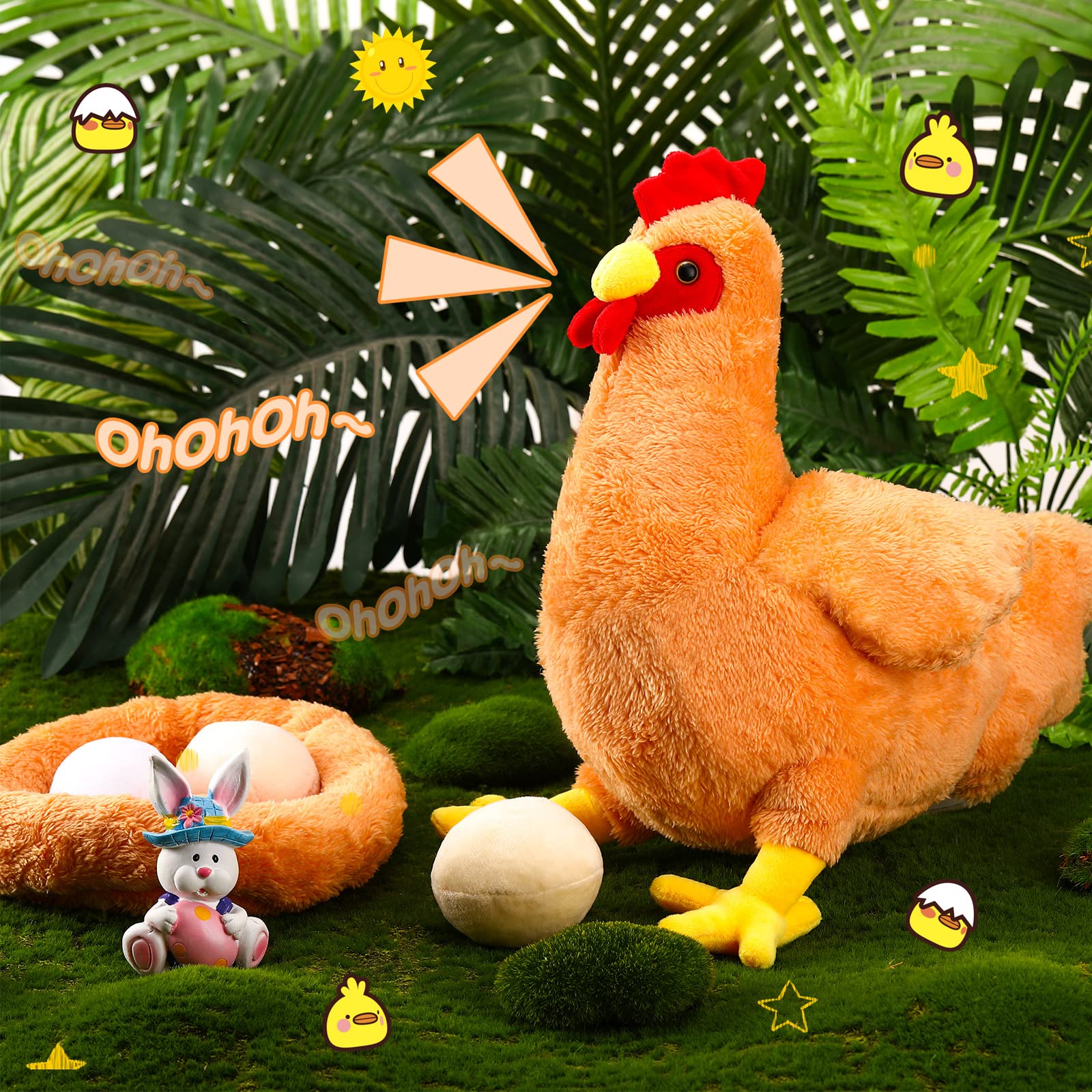Civaner 6 Pack 12 Inch Buffy The Hen Chicken Stuffed Animal - Cute Plush Chicken with Eggs, Large Easter Plush Toy for Kids & Women, Perfect for Birthday Gifts, Easter Party Favors, Nursery Decor and Cuddling Companions