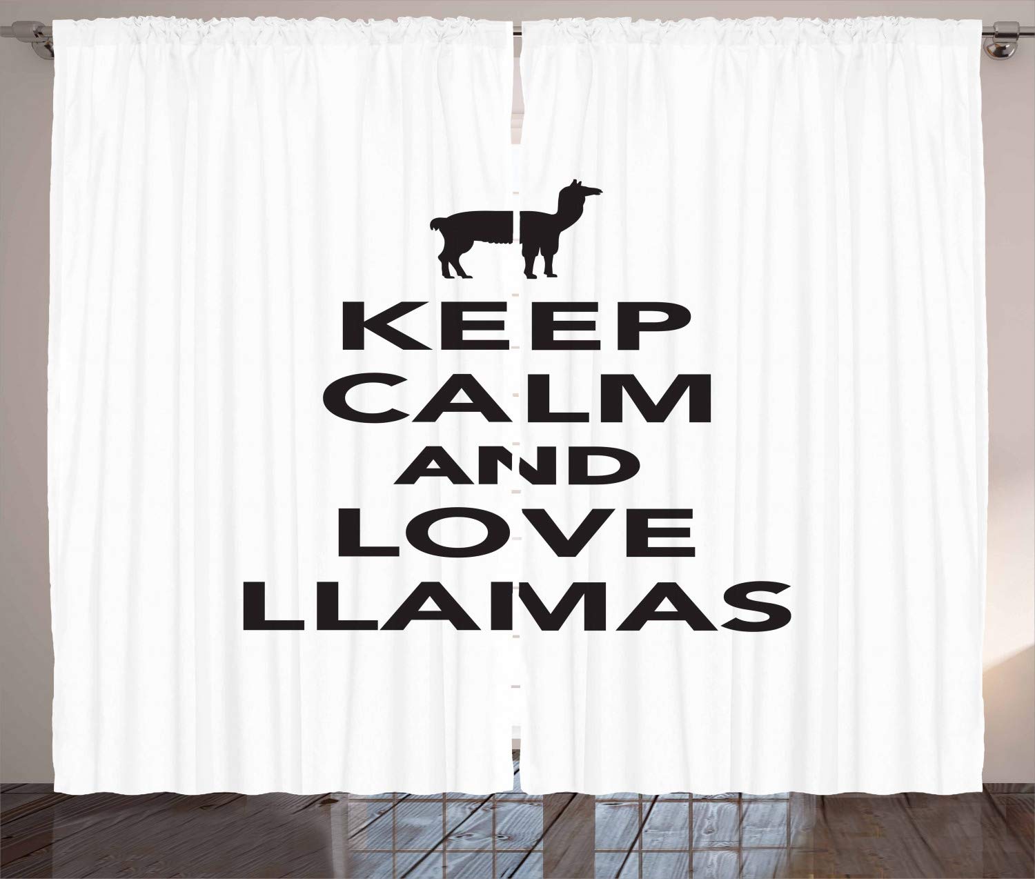Ambesonne Llama Print Curtains - 2 Panel Set, 108