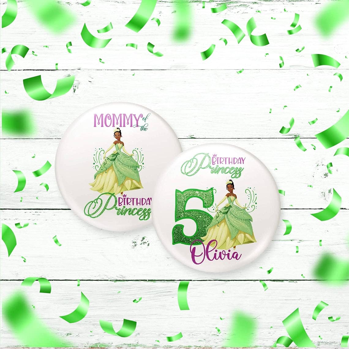 Princess Tiana Birthday Party Pins - 100 Custom Character Badges for Disney Themed Decorations & Party Favors - Perfect for Birthday Celebrations, Baby Showers & Family Gatherings