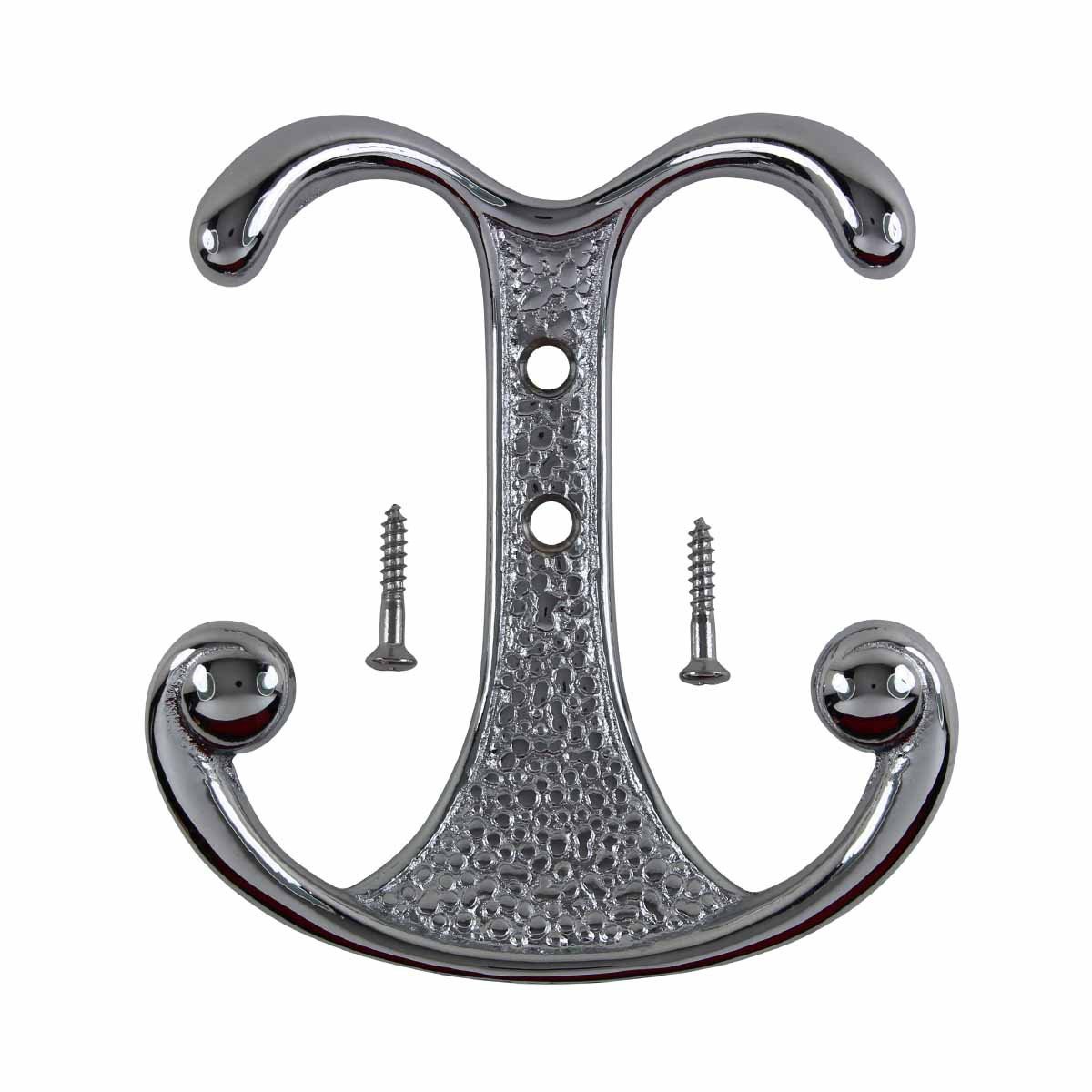 Double Robe Hook Chrome Solid Brass - Heavy Duty Bathroom Towel Hook for Robes, Hats & Coats | Renovator's Supply | Perfect for Bathroom, Bedroom & Entryway Organization