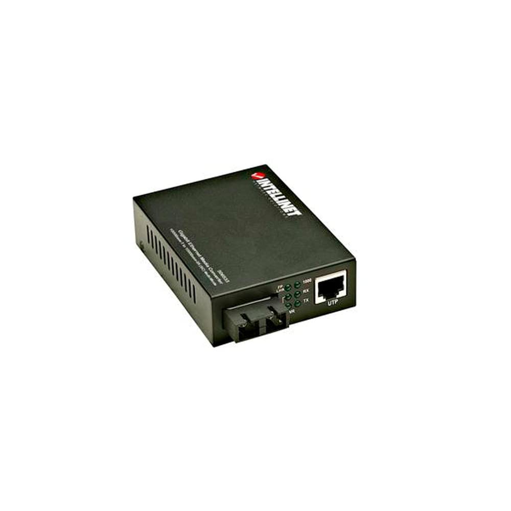 Intellinet 72039 Gigabit Multi-Mode SC Fiber Media Converter - Ethernet Copper to Fiber Optic Network Adapter for High-Speed Data Transfer | Perfect for Office Networks, Data Centers & Home Server Setups
