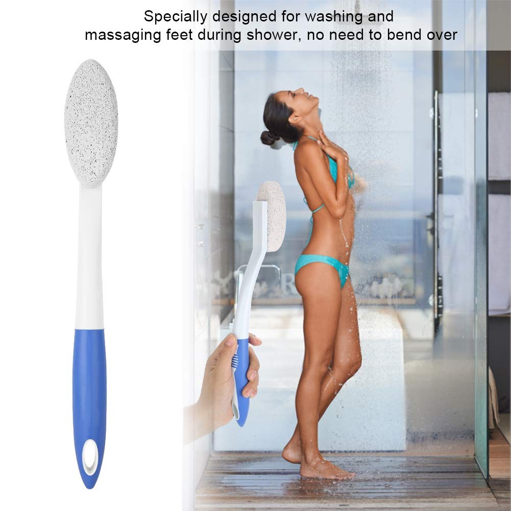 Long-Handle Pumice Stone Brush for Feet - Ergonomic Pedicure Tool for Elderly & Seniors - Callus Remover & Dead Skin Exfoliator for Soft Smooth Heels - Perfect for Home Spa & Foot Care Routine