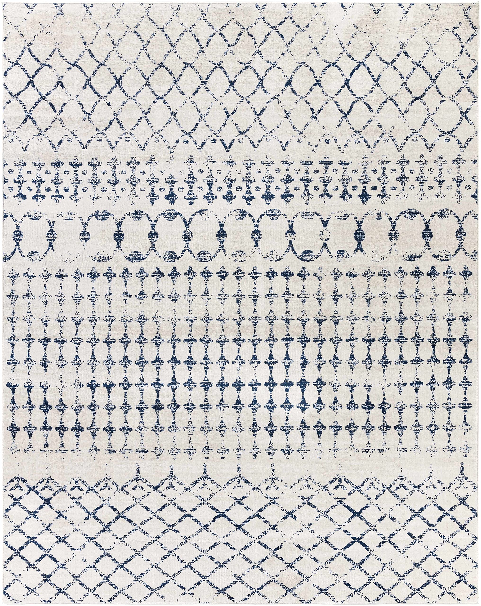 Modern Blue & White Hauteloom Banjup Area Rug 9' x 12'3