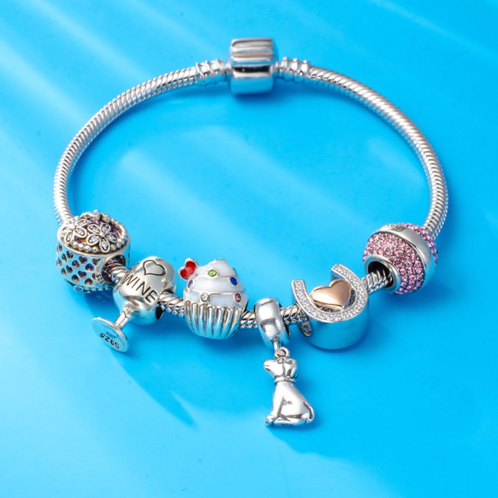 925 Sterling Silver Birthday Cake Charm with Birthstone - Elegant Gift for Women - Perfect for Bracelets, Necklaces & DIY Jewelry - Ideal for Birthdays, Anniversaries & Special Occasions