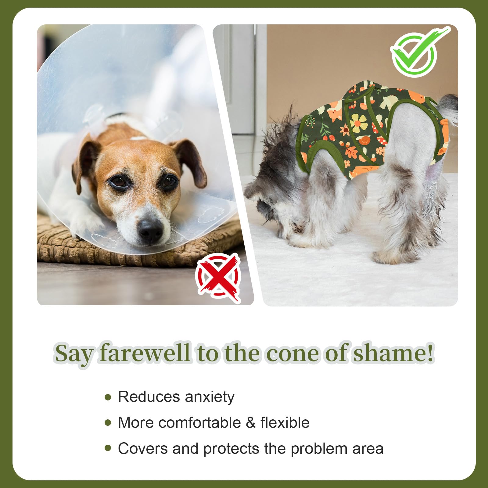 Post-Surgery Recovery Suit for Dogs - Soft & Breathable Onesie for Spay/Neuter, Alternative to E-Collar & Cone - Anti-Licking Protective Wear for Small, Medium & Large Dogs - Perfect for Post-Op Care & Wound Healing