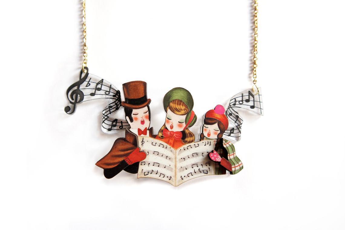 Laliblue Christmas Carols Necklace - Elegant Holiday Jewelry Gift for Women | Perfect for Christmas Parties, Festive Gatherings & Gift Exchanges