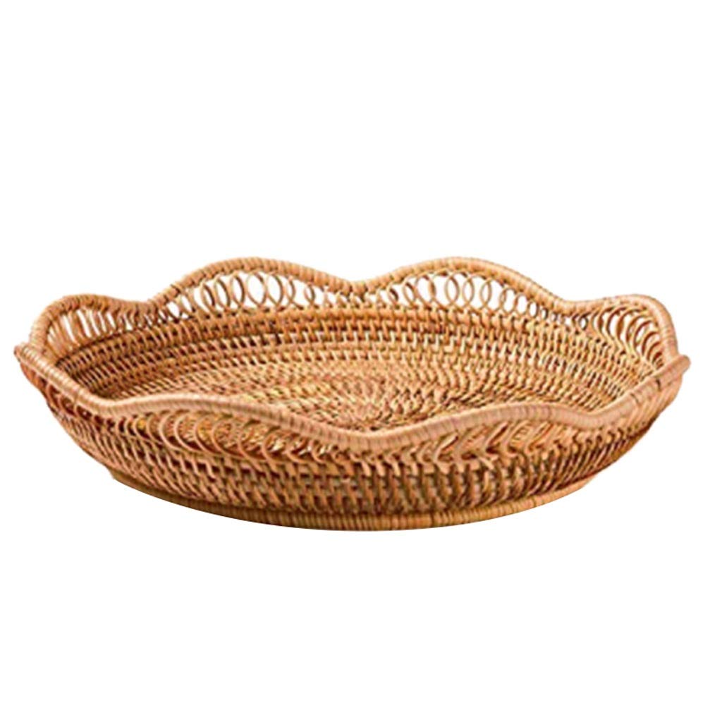 Handmade Wicker Woven Storage Basket for Bread, Fruits & Vegetables - Natural Rattan Serving Basket for Restaurants, Kitchen & Home Decor | Perfect for Farmhouse Style Dining, Pantry Organization & Table Centerpiece