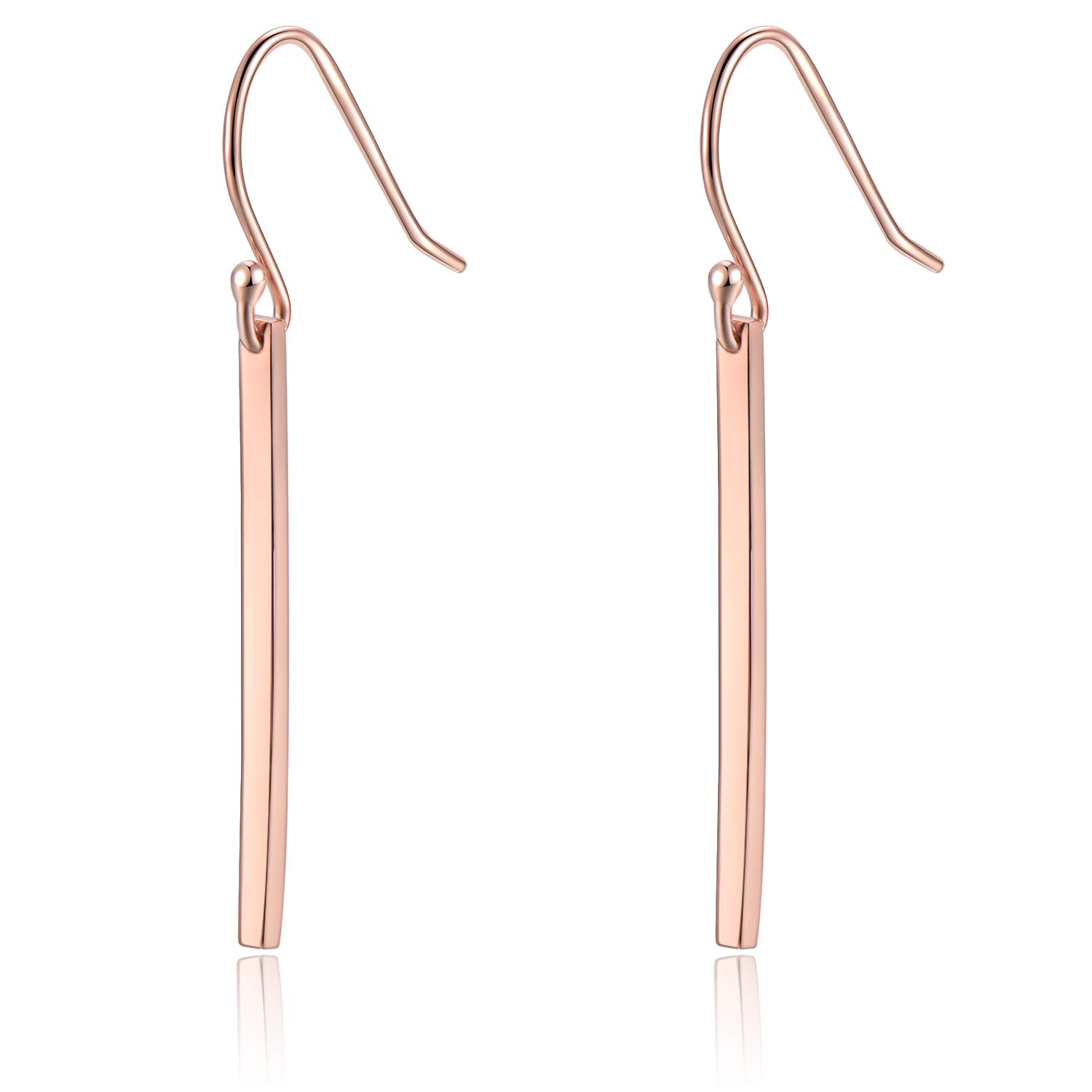 18K Gold Plated Sterling Silver Bar Drop Earrings for Women - Elegant Minimalist Dangle Earrings for Party, Wedding & Everyday Wear