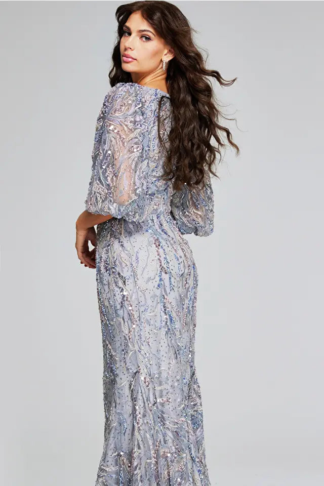 Jovani 38110 Sequin Gown with Puff Sleeves - Elegant Evening Dress for Prom, Gala & Special Occasions