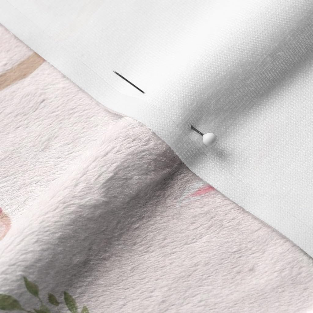 Little Ballerinas Cats Unicorns Printed Minky Fabric - Blush Pink Background with Flowers - Soft Plush Fat Quarter for Sewing Baby Blankets, Quilt Backing & DIY Projects - Perfect for Nursery Decor, Kids Clothing & Crafting