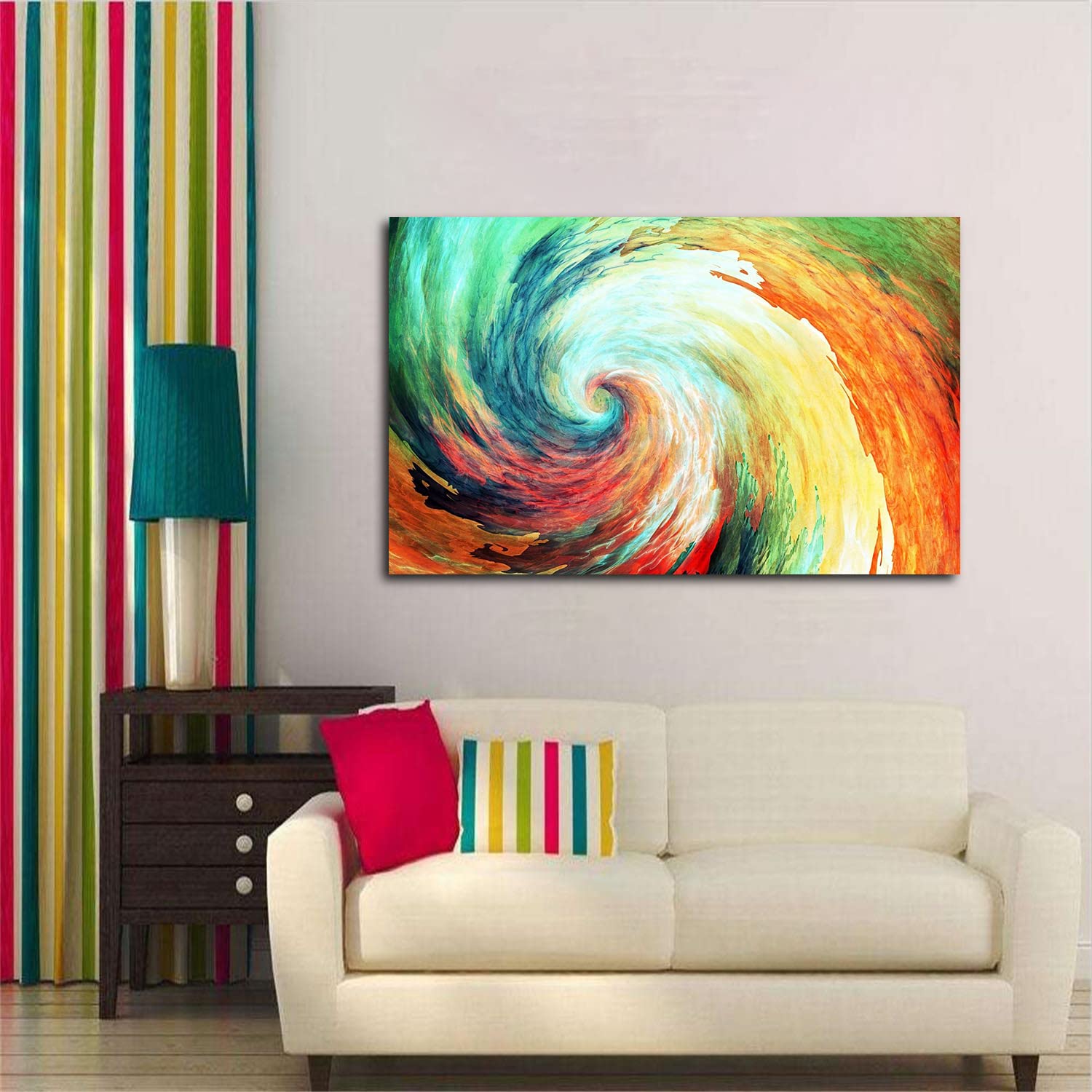 Modern Abstract Canvas Wall Art - Framed Vortex Painting for Home & Office Decor - Ready to Hang - Perfect for Bedroom, Living Room & Workspace