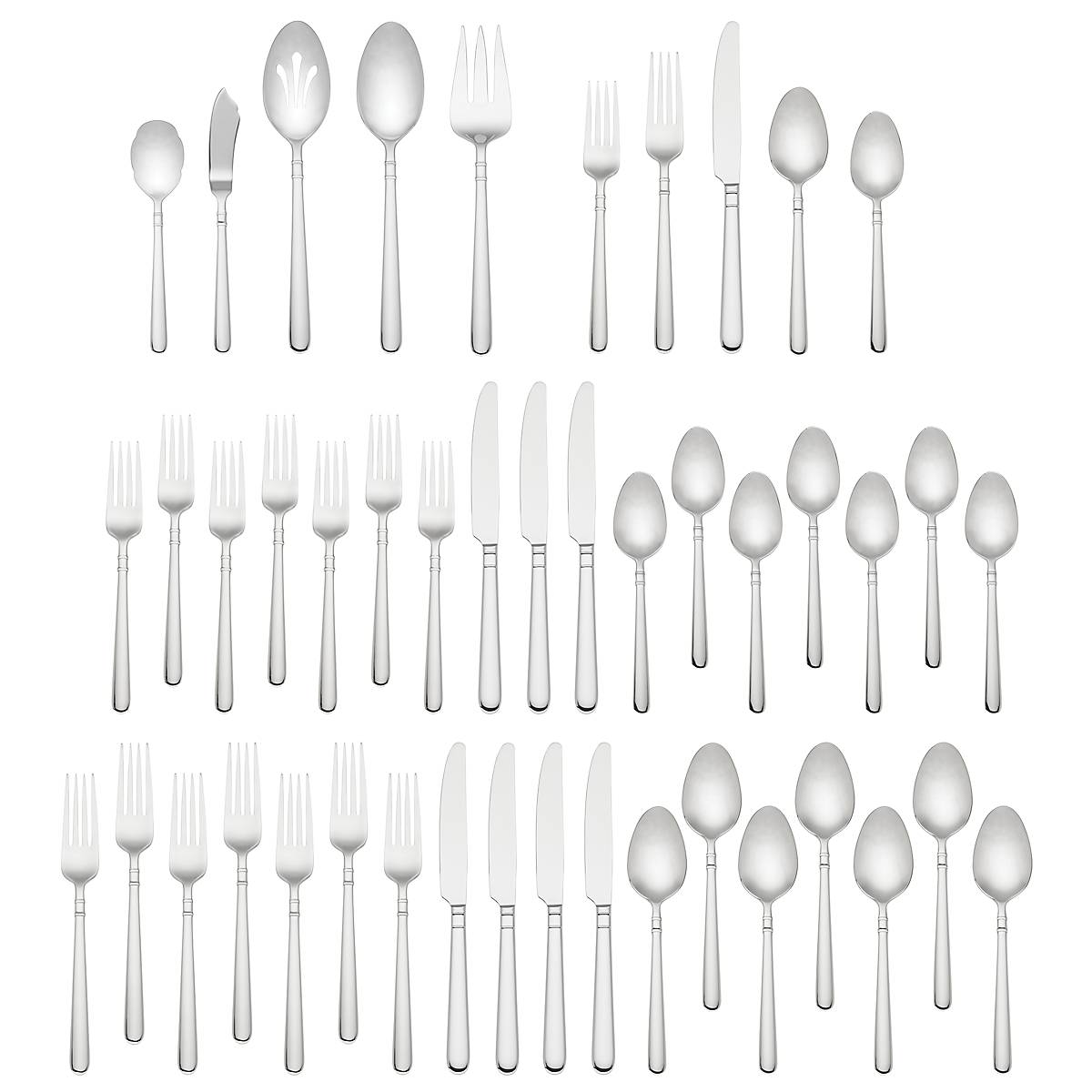 Carlton Street 45-Piece Stainless Steel Flatware Set - Elegant Silverware for 8 Place Settings, Perfect for Dining, Weddings & Entertaining