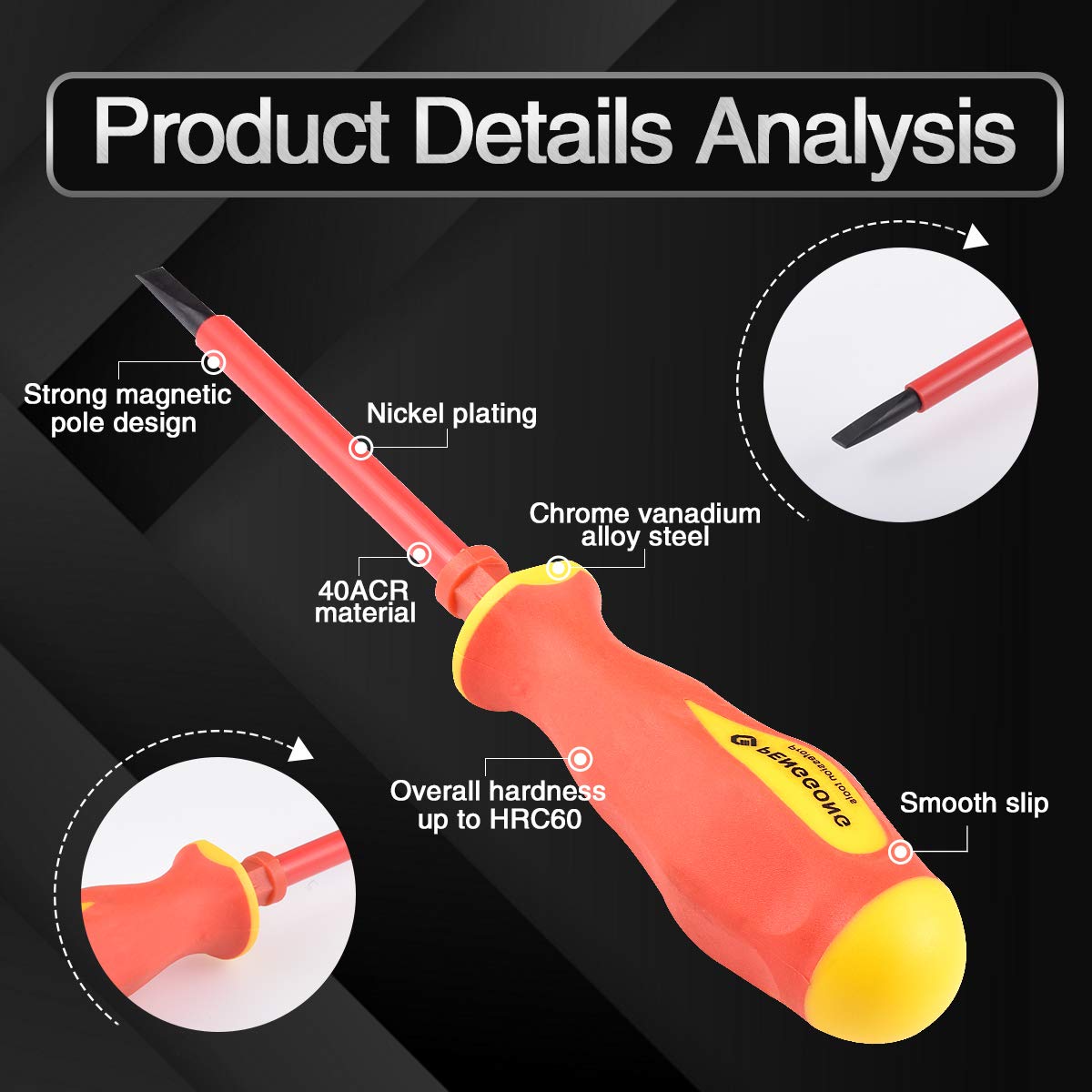 KATUR 7-Piece Insulated Screwdriver Set with Interchangeable Blades - VDE Certified Phillips & Flathead Screwdrivers for Electrical Work - Perfect for Electricians, DIY Home Repairs & Automotive Maintenance