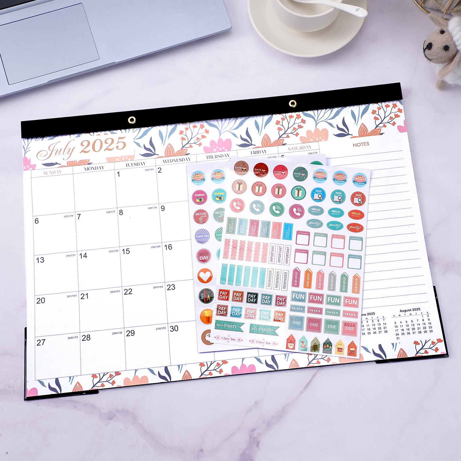 2025-2026 18-Month Wall Calendar with Plastic Cover & Stickers | Large 17