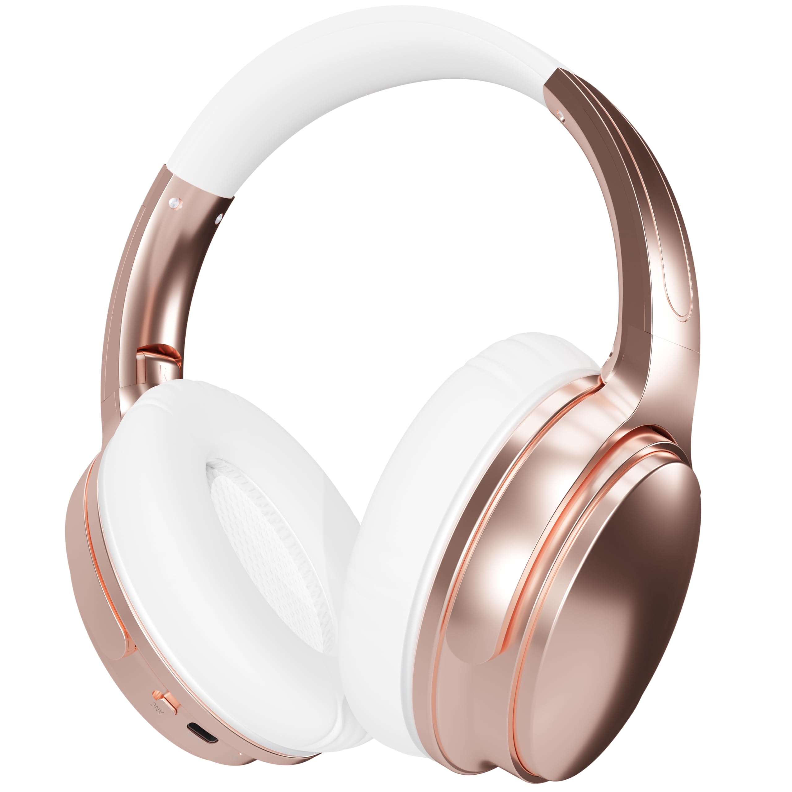 Kionex KS MAX Active Noise Cancelling Wireless Bluetooth Headphones - Over Ear Headset with Deep Bass, Low Latency & Soft Memory Foam Ear Cups (Rose Gold) | Perfect for Travel, Work & Music Lovers