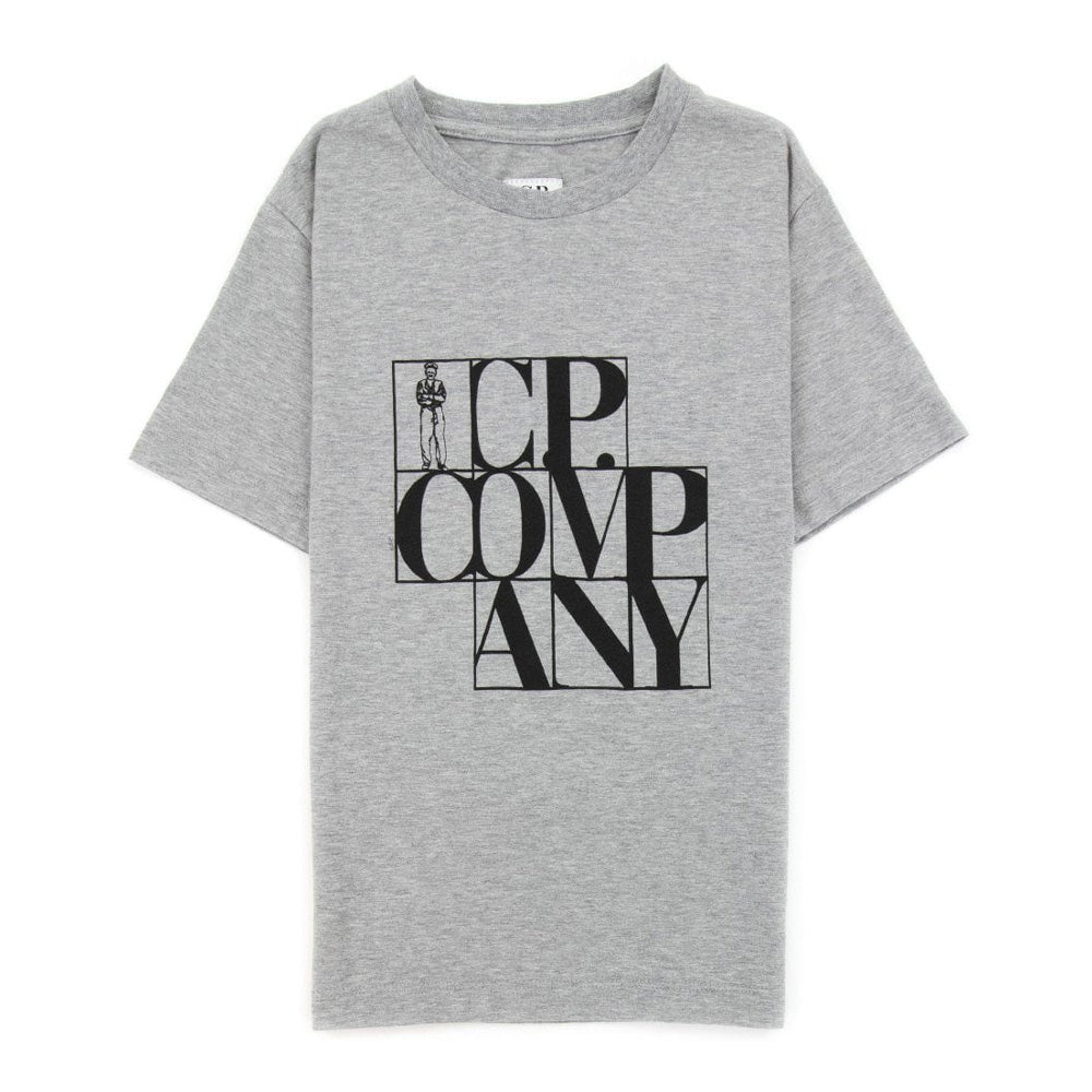 Kids CP Company Grey Logo T-Shirt - Soft Cotton Graphic Tee for Boys & Girls - Perfect for School, Playdates & Casual Wear