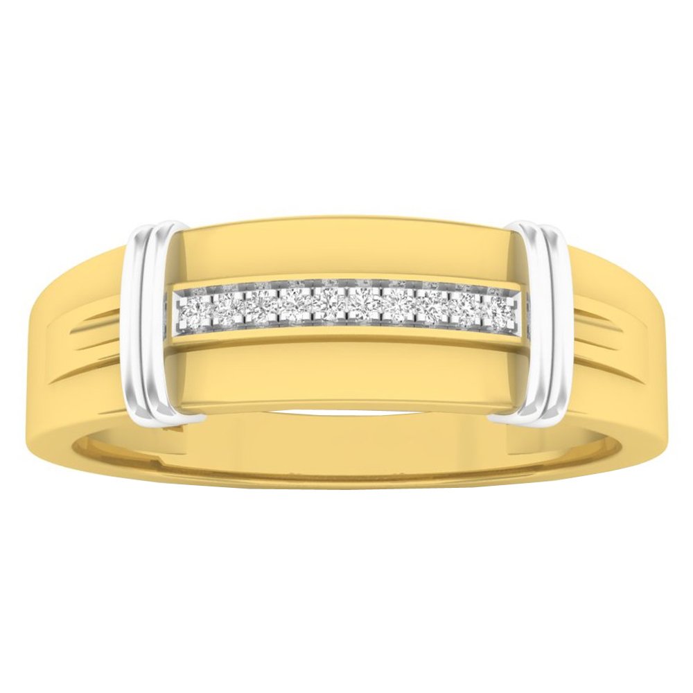 Dazzlingrock 14K Yellow Gold Men's Wedding Band with 0.05cttw Round White Diamonds - Solid Gold Fashion Ring for Engagement, Anniversary & Special Occasions
