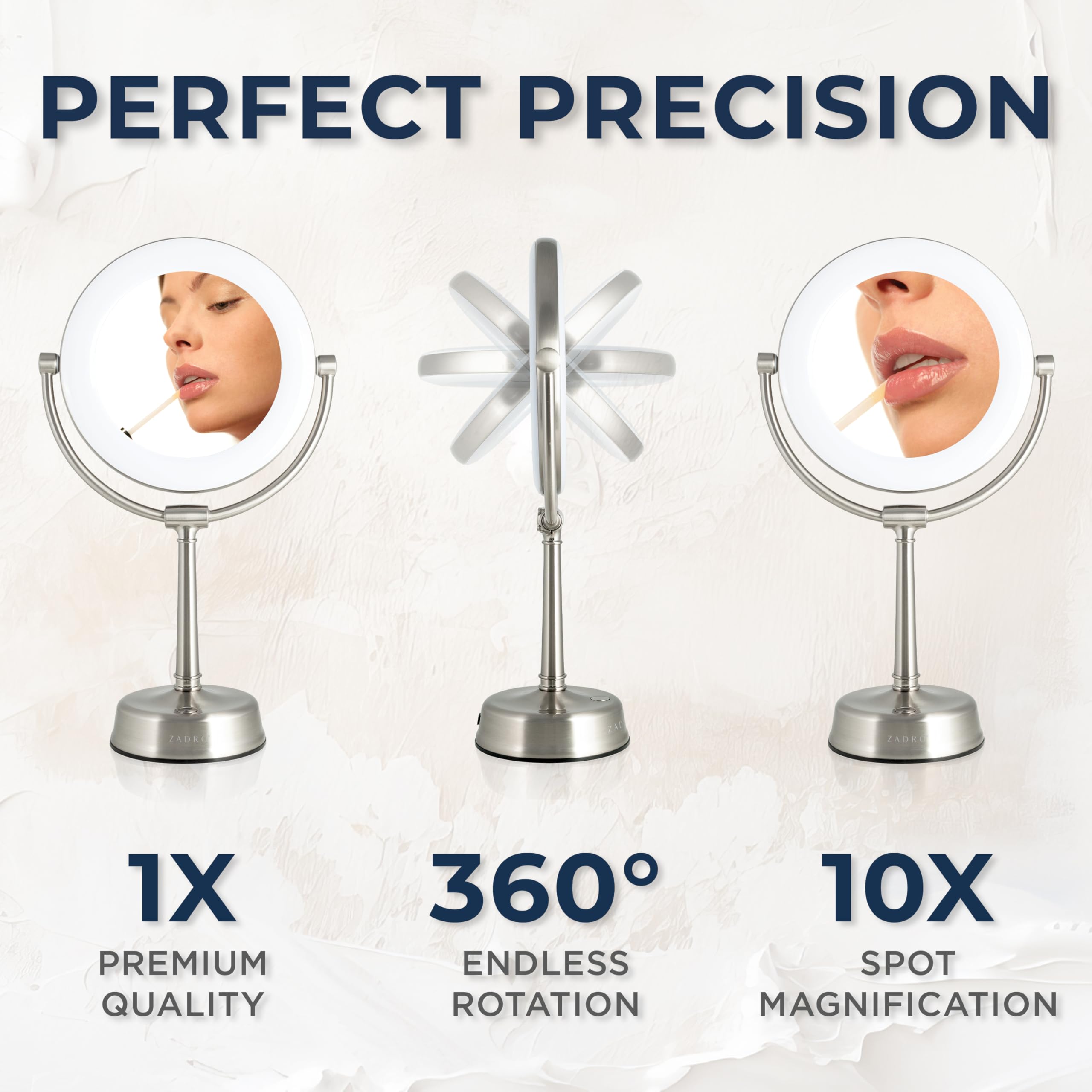 Zadro Lexington 10X/1X Magnification LED Lighted Makeup Mirror - 12