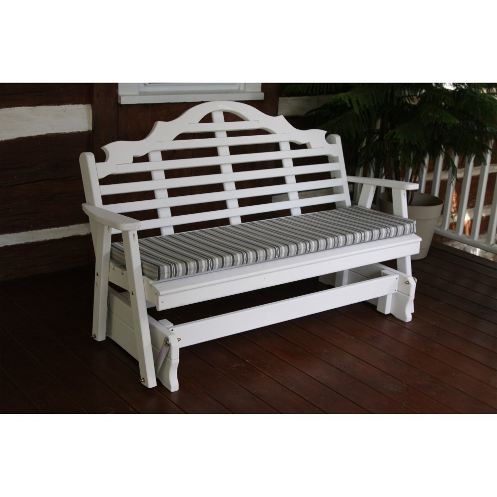 A & L Furniture 4' Yellow Pine Marlboro Glider Bench in Canary Yellow - Perfect for Porch, Patio, and Garden Relaxation