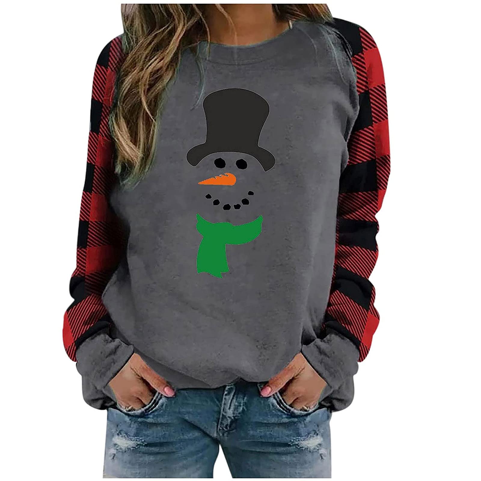 Christmas Sweatshirt for Women - Cute Gnomes Graphic Print Oversized Tunic Pullover Blouse, Long Sleeve Raglan Top | Holiday Party, Gift, Casual Winter Outfit