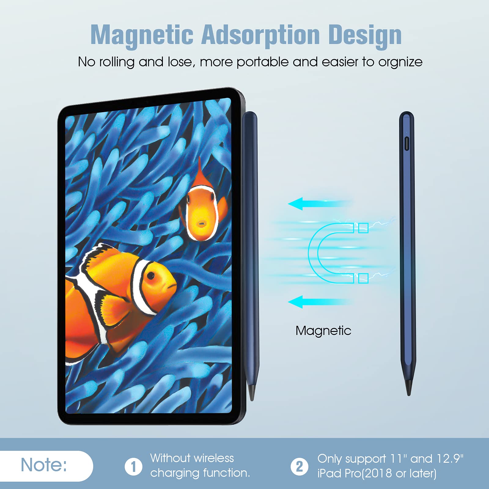 Magnetic Stylus Pen for iPad 10th/9th/8th Gen, iPad Pro 11/12.9