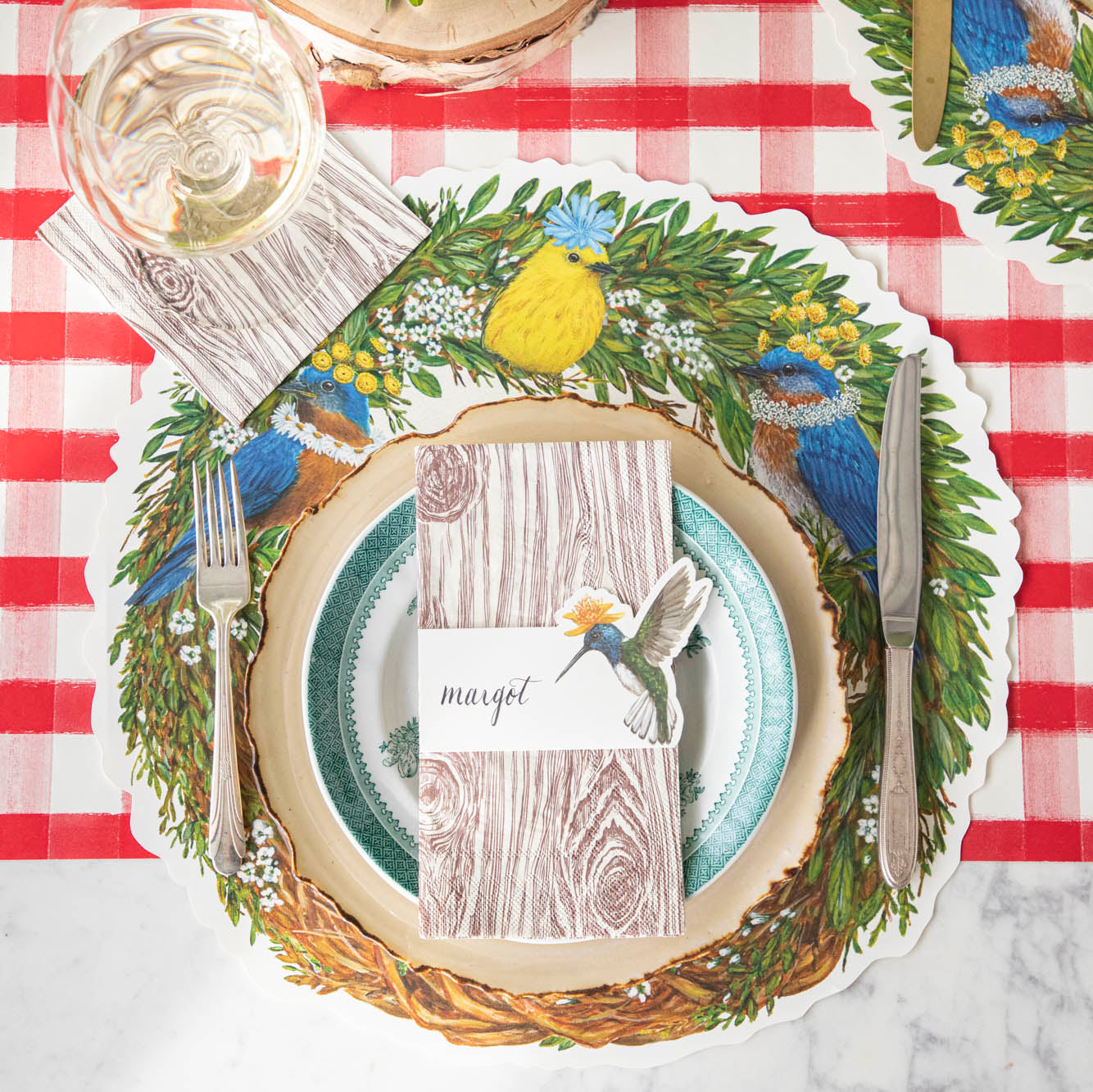 Songbird Wreath Placemat - Laser Cut Floral Table Decor for Spring & Summer Dining - Perfect for Easter, Mother's Day & Wedding Table Settings