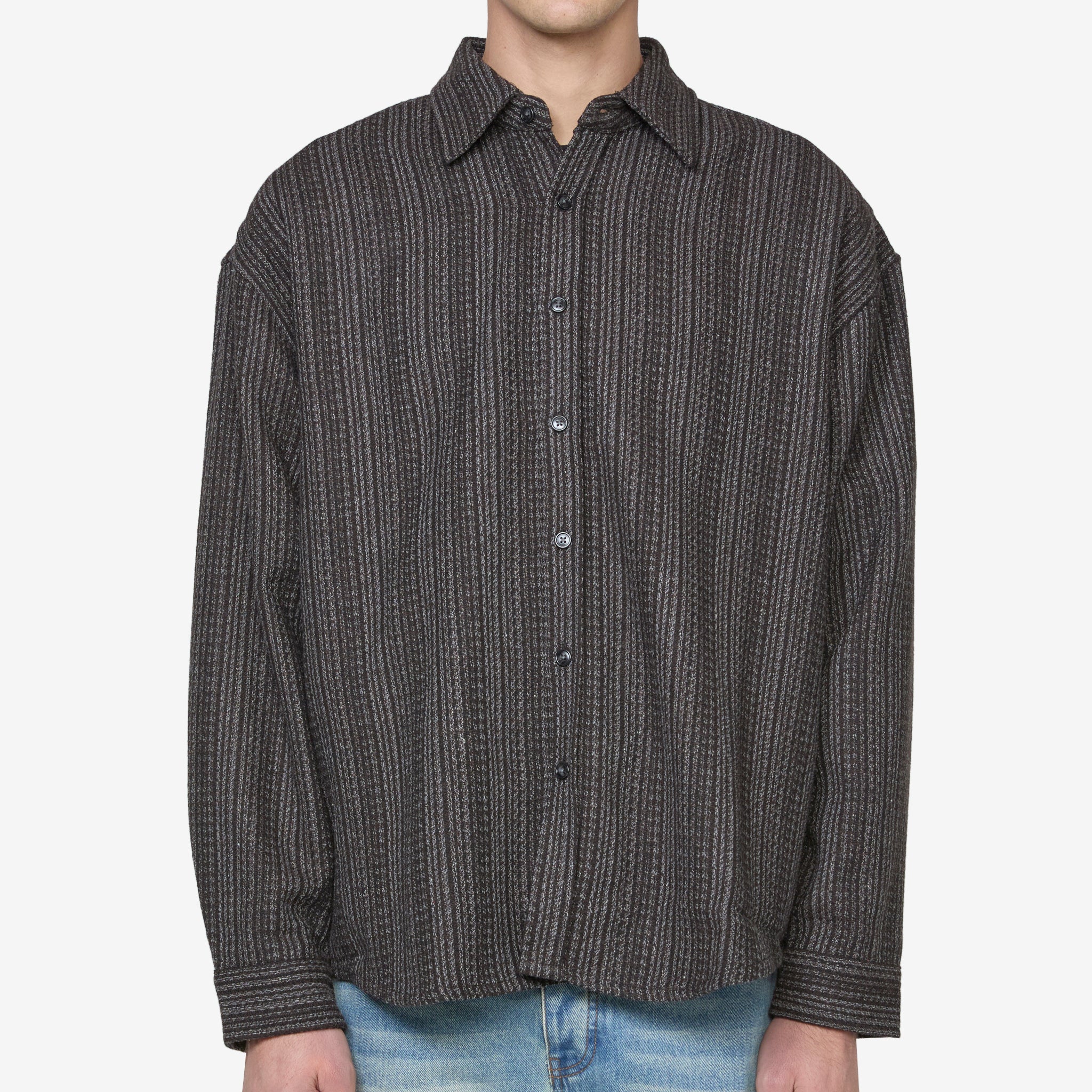 Big Long Sleeve Shirt for Men - Dark Brown Cotton Casual Button Down Top | Perfect for Office, Outdoor & Everyday Wear